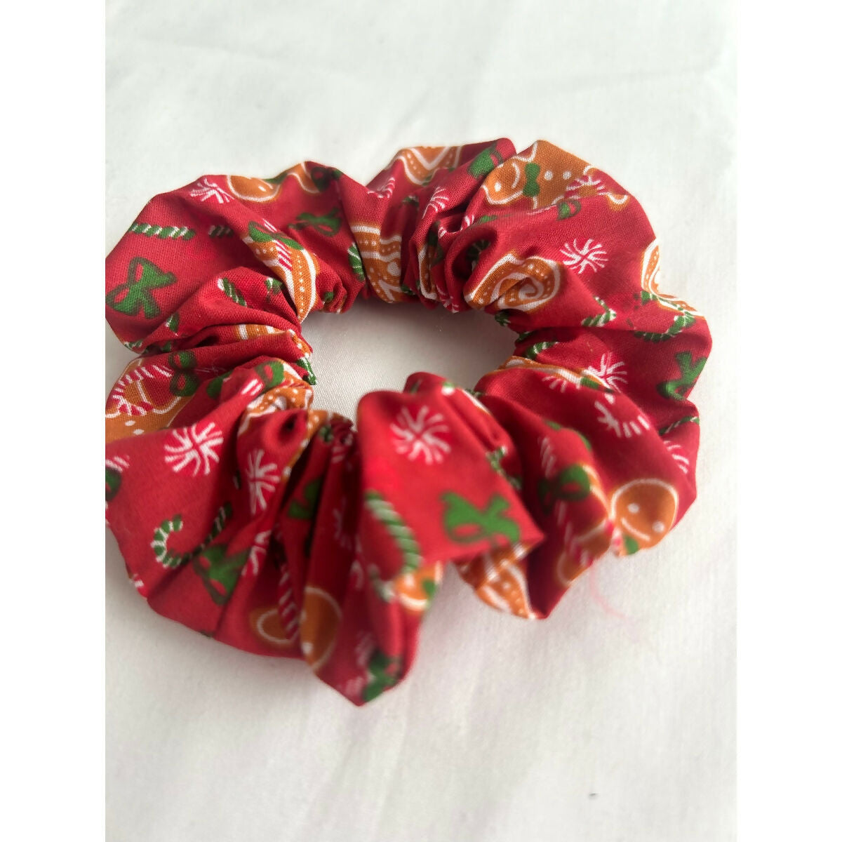 Red Gingerbread Man Christmas Hair Scrunchie