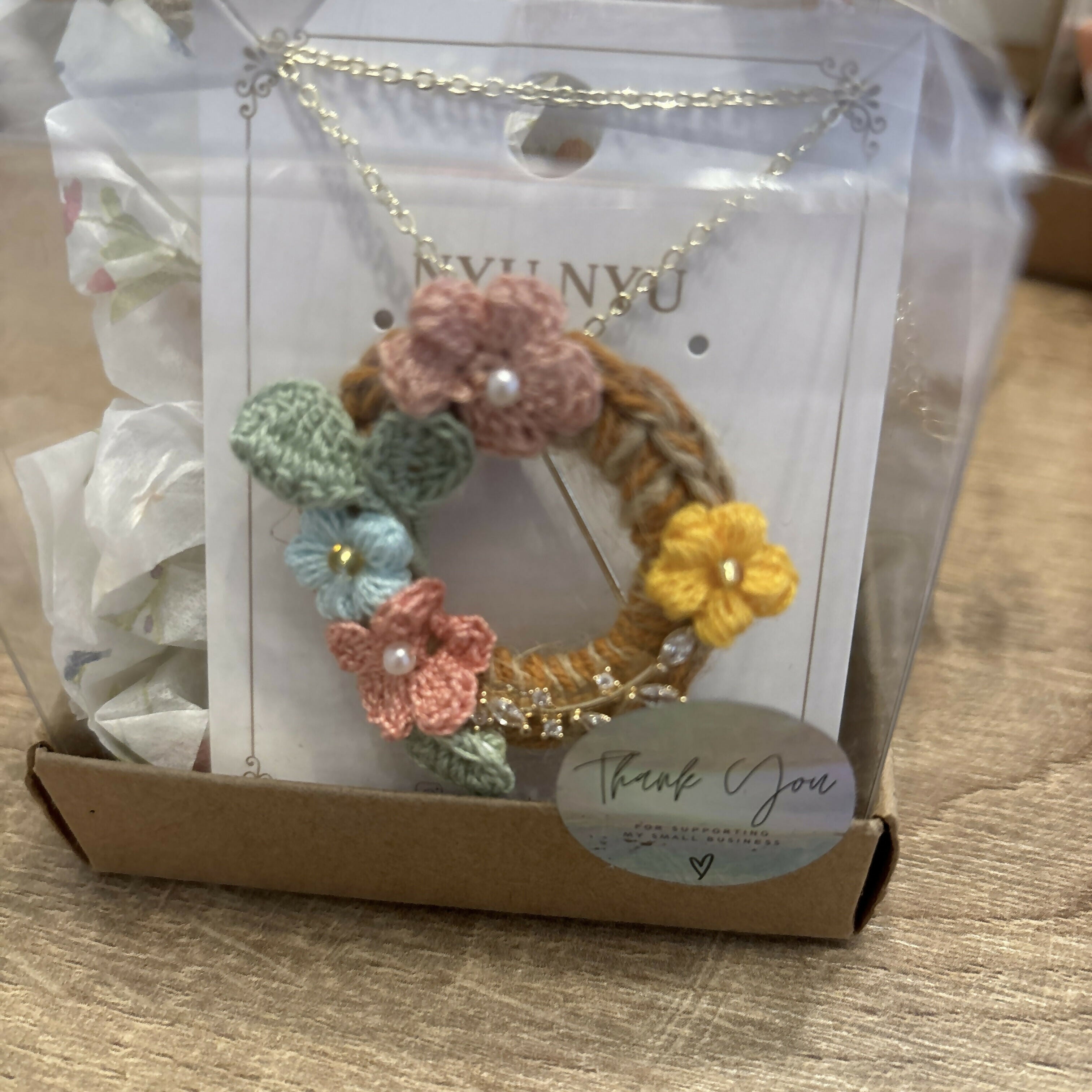 Micro Crochet Flower Brooch Necklace 2 in 1