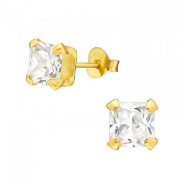 Square crystal Gold Stud