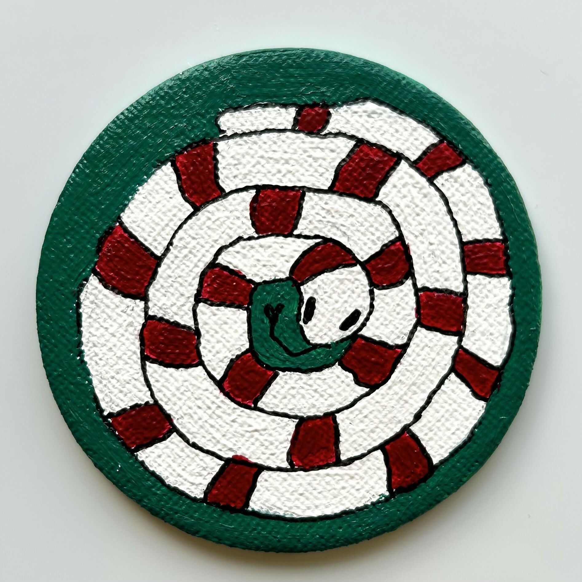 Candy Cane Snake Magnets Original Artwork