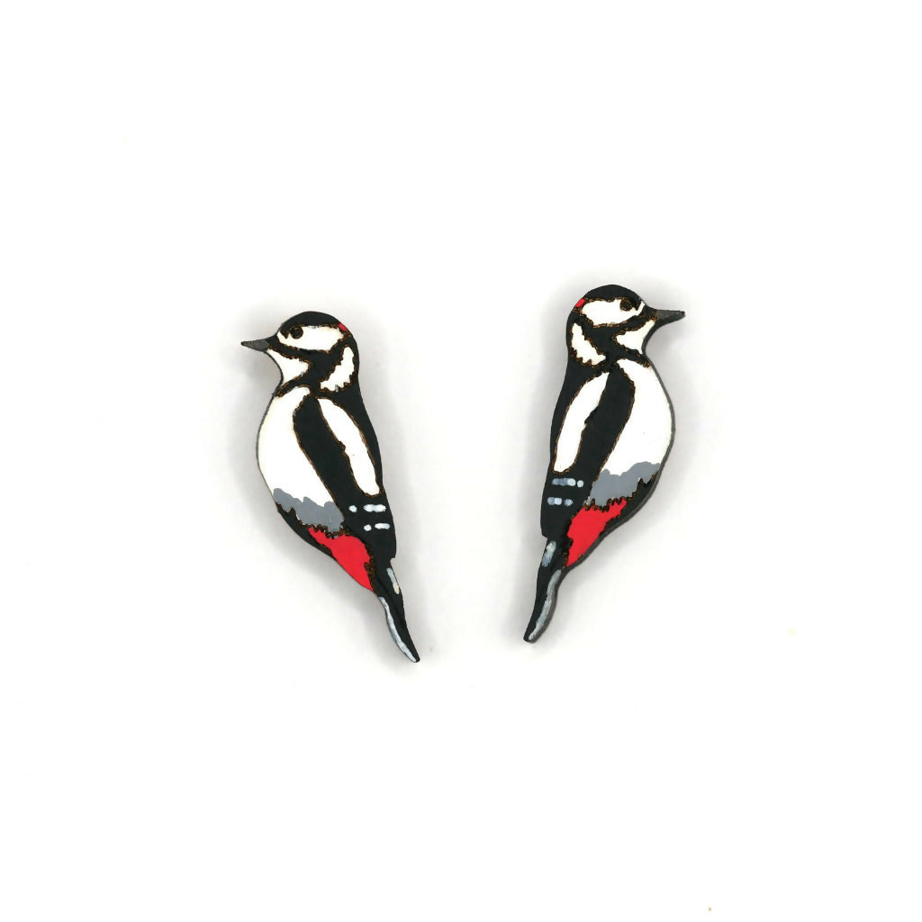 Spotted Woodpecker Stud Earrings