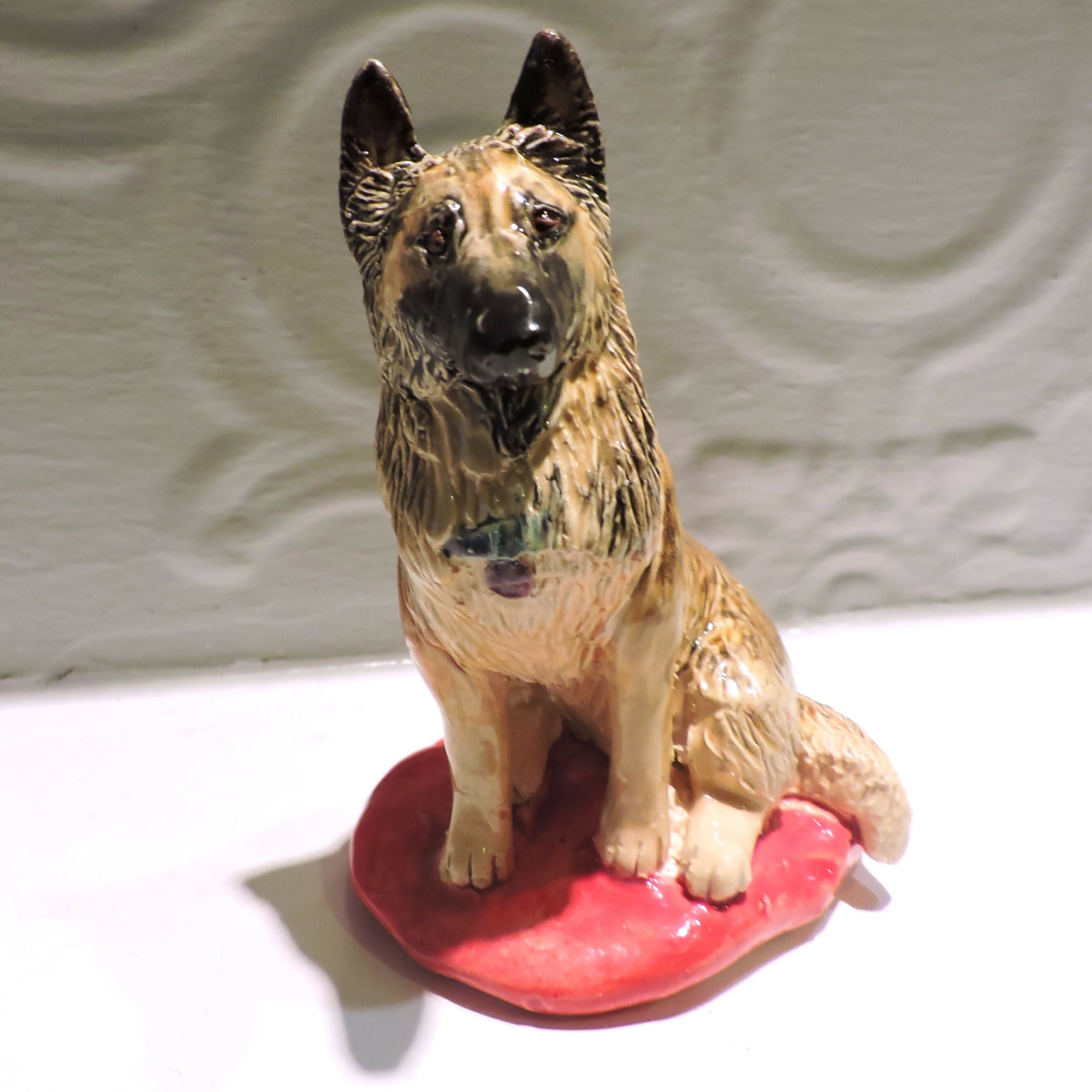 Ceramic belgian tervuren sheepdog sculpture