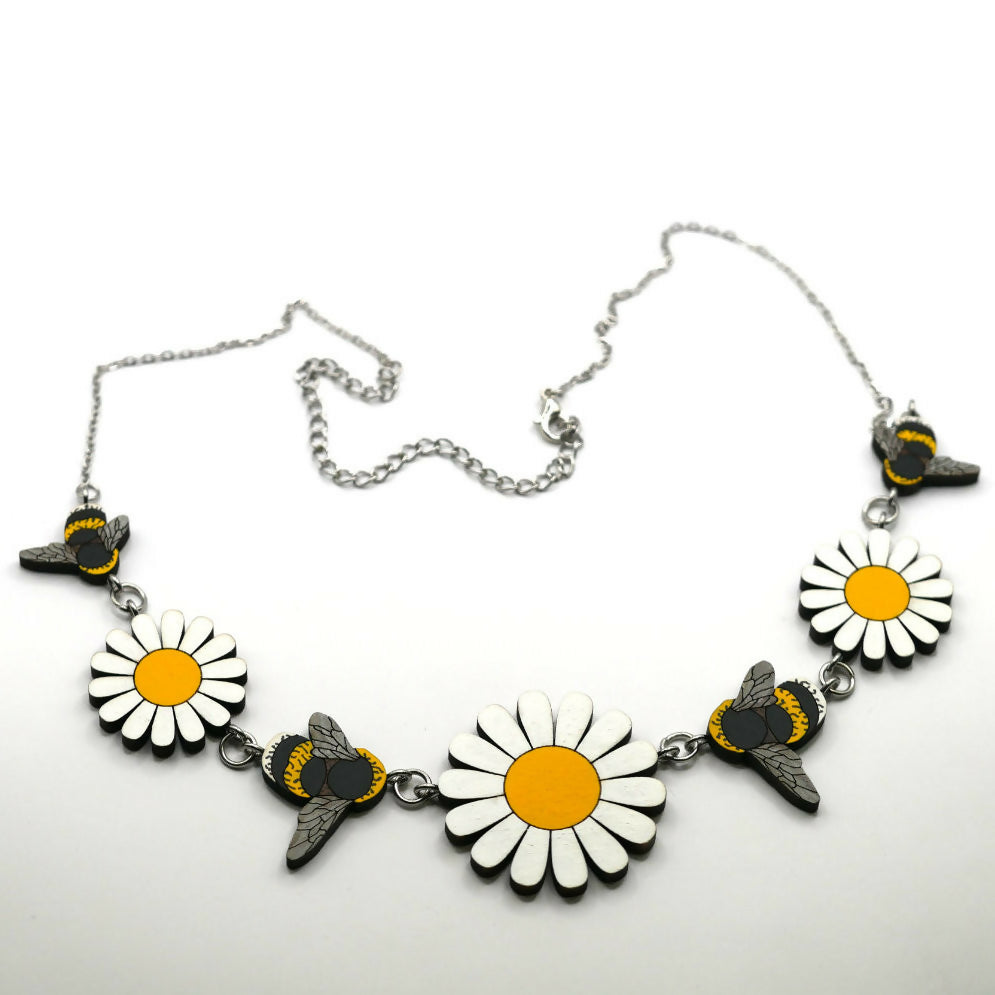 Daisies and Bees Necklace