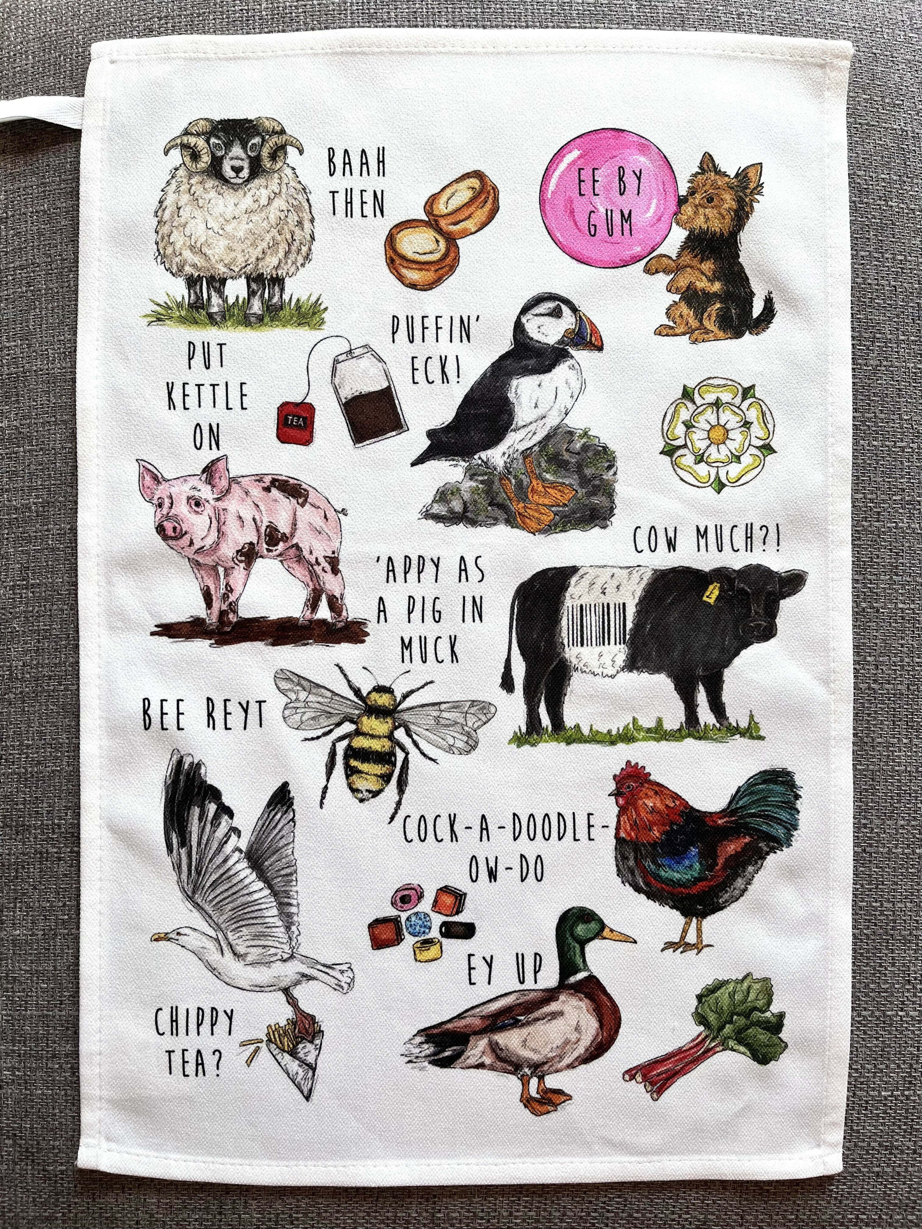 A Reyt Yorkshire Illustrated Tea Towel