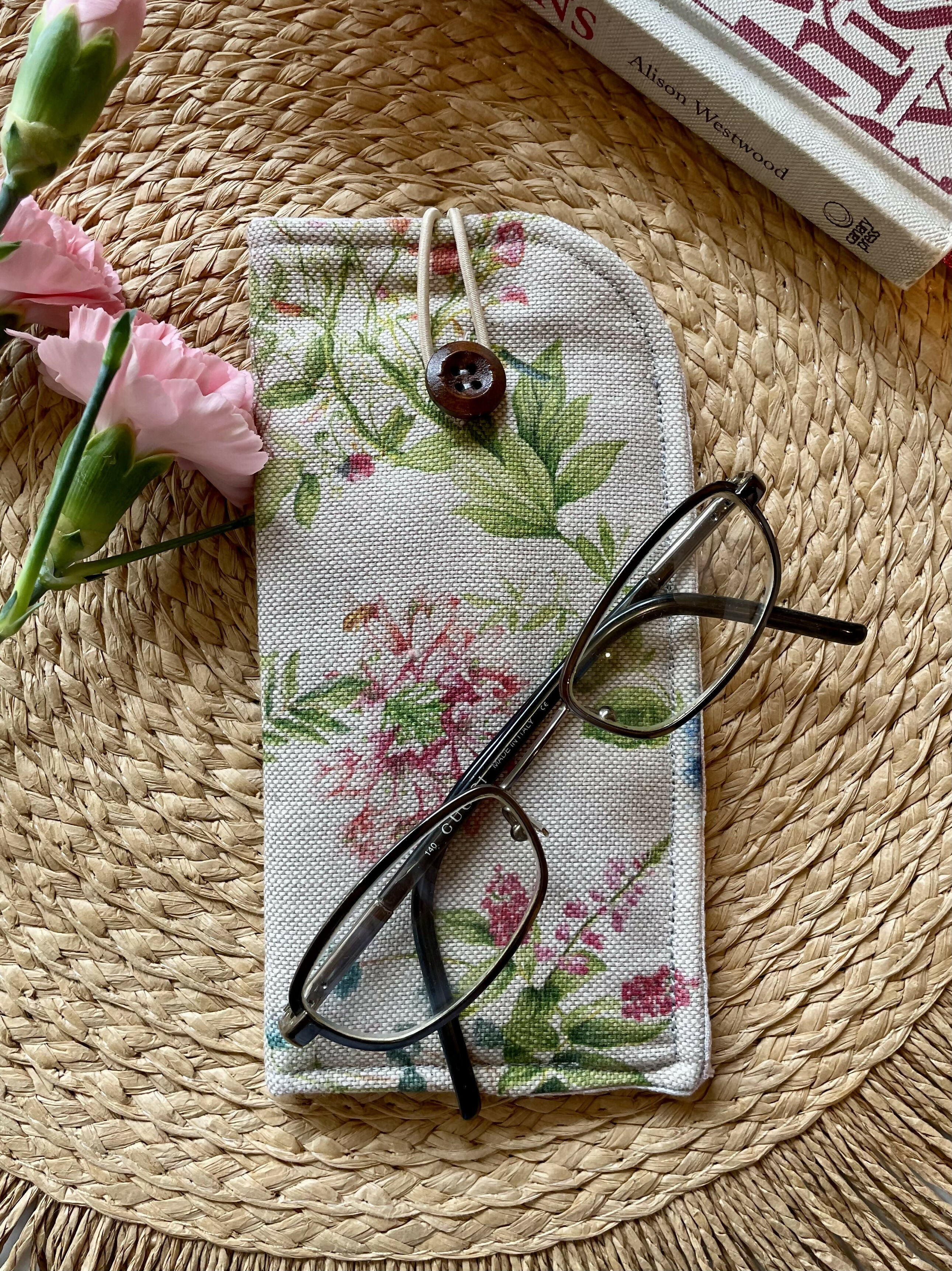 Flower Print Glasses Case