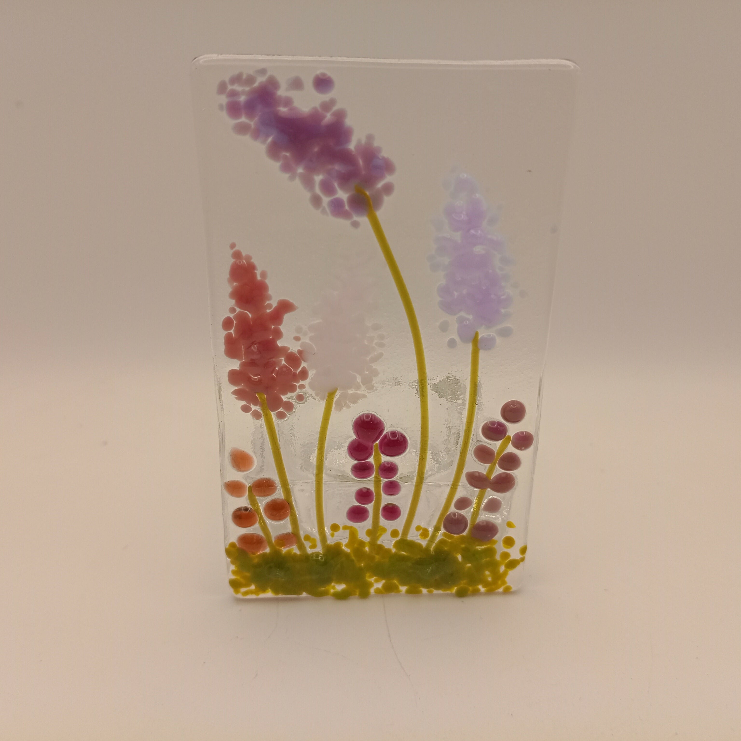 Fused Glass Pink Flower Tealight