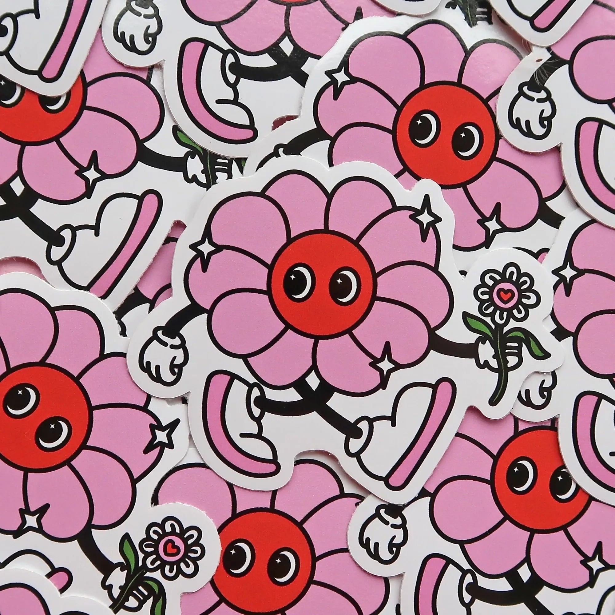 Flower Mascot Die Cut Sticker
