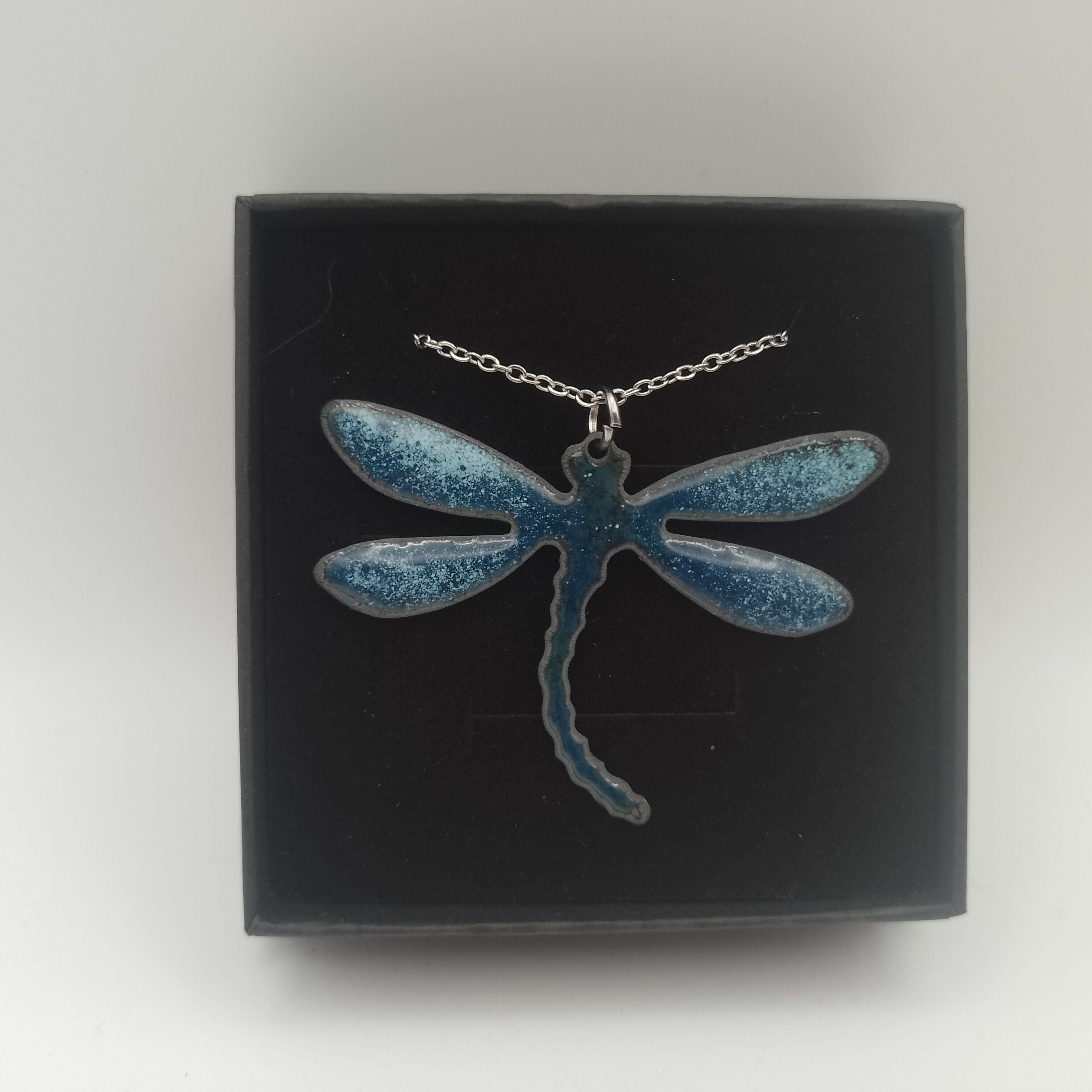 Blue Enamel Dragonfly Pendant
