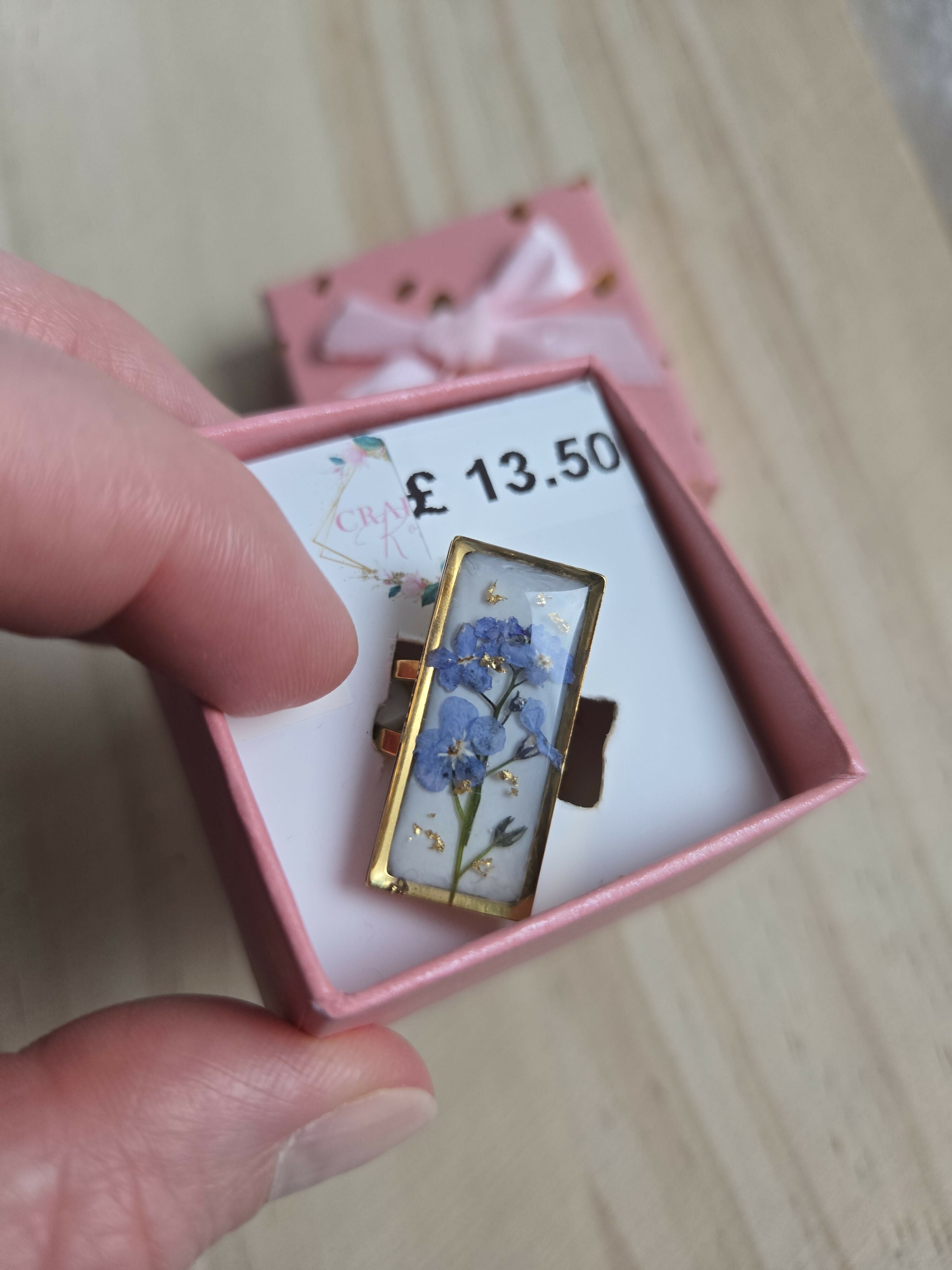 Stainless Steel Real Forget Me Not Flower Ring