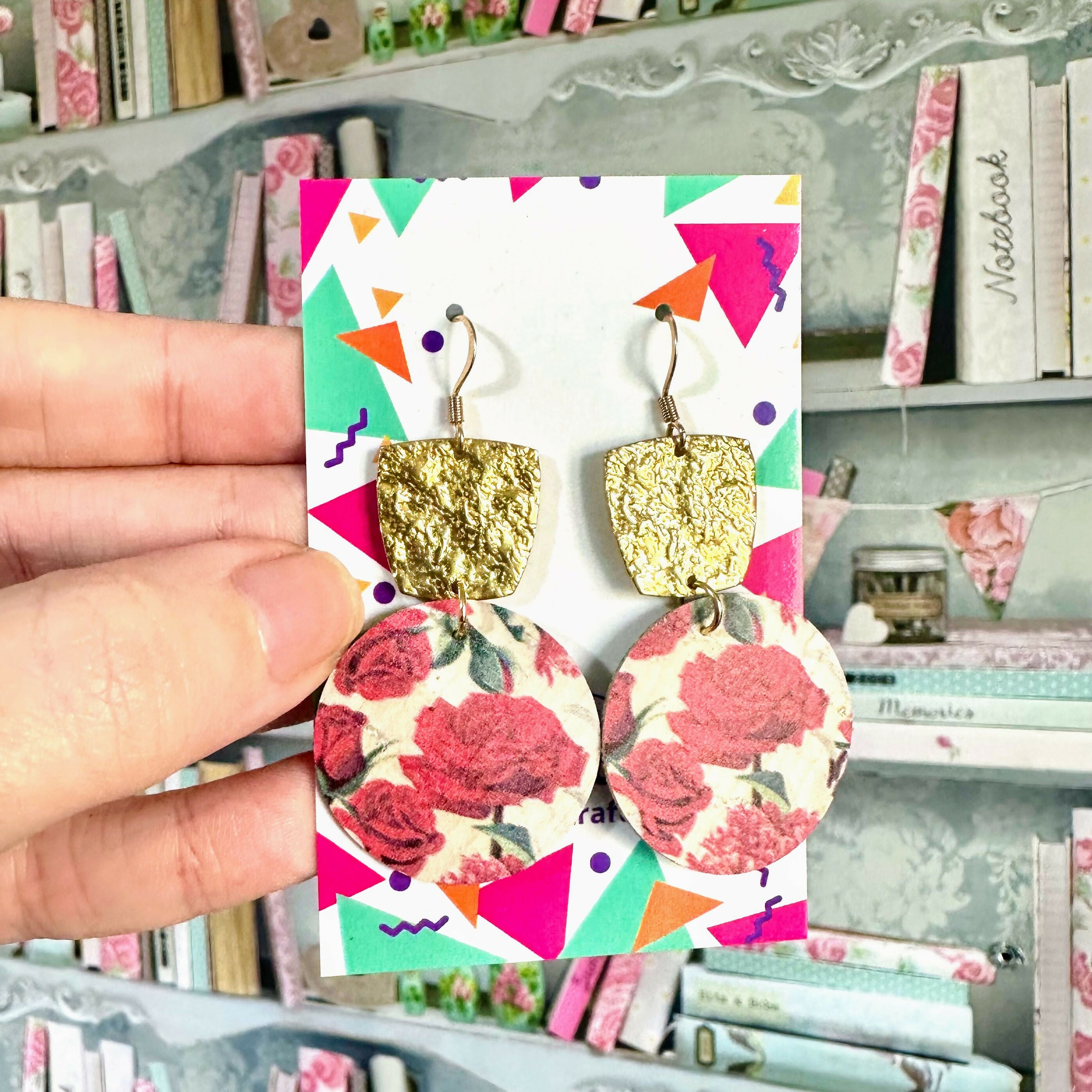 Tiered Printed Cork Round Earrings