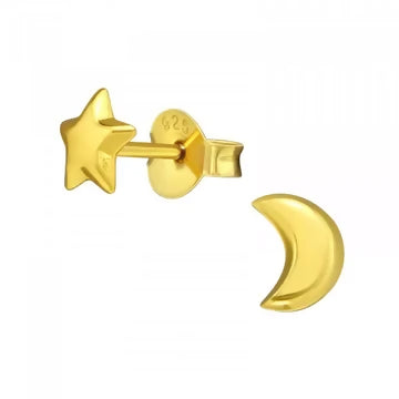 Star & moon Gold Stud