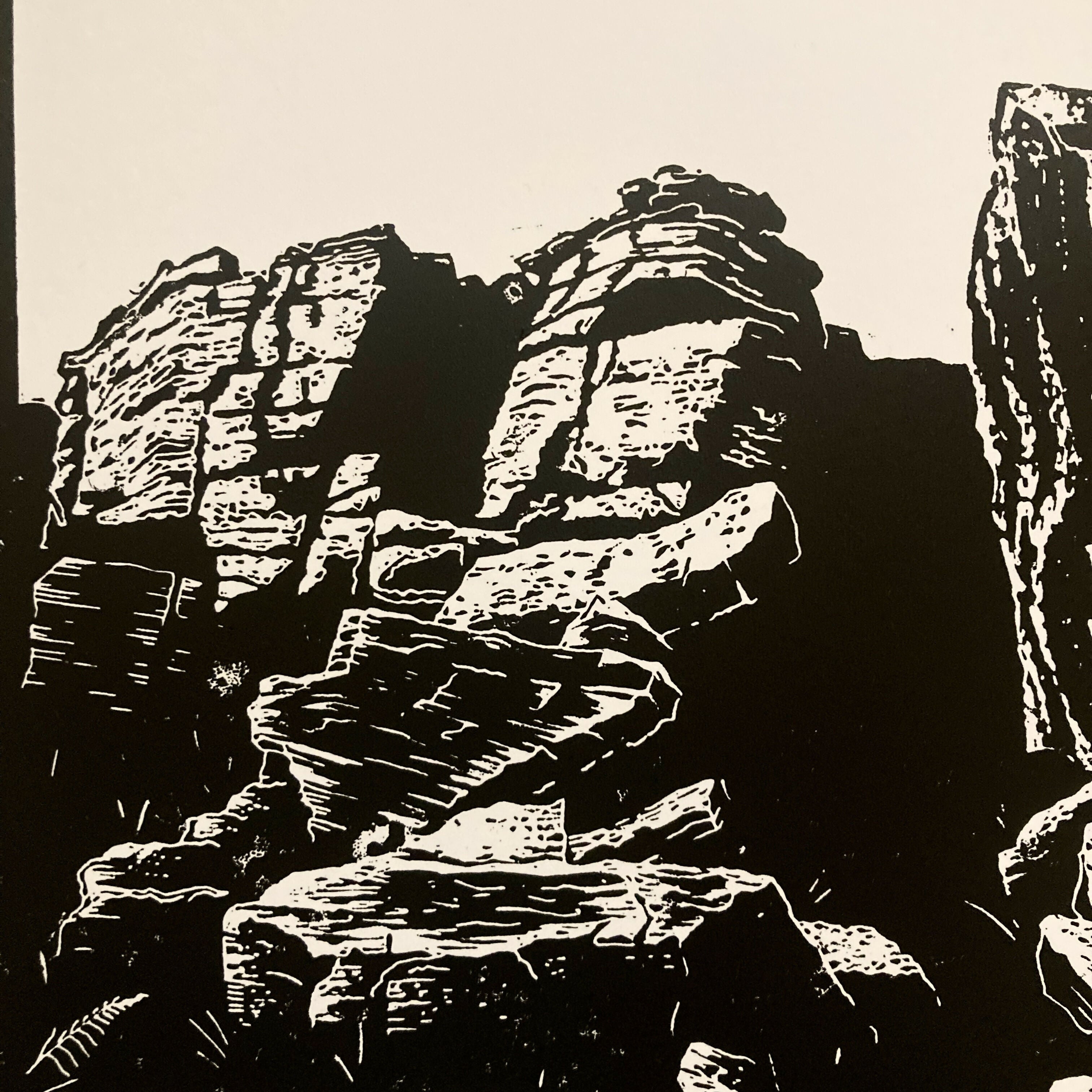 Stanage - A3 Hand Carved Lino Print On Card