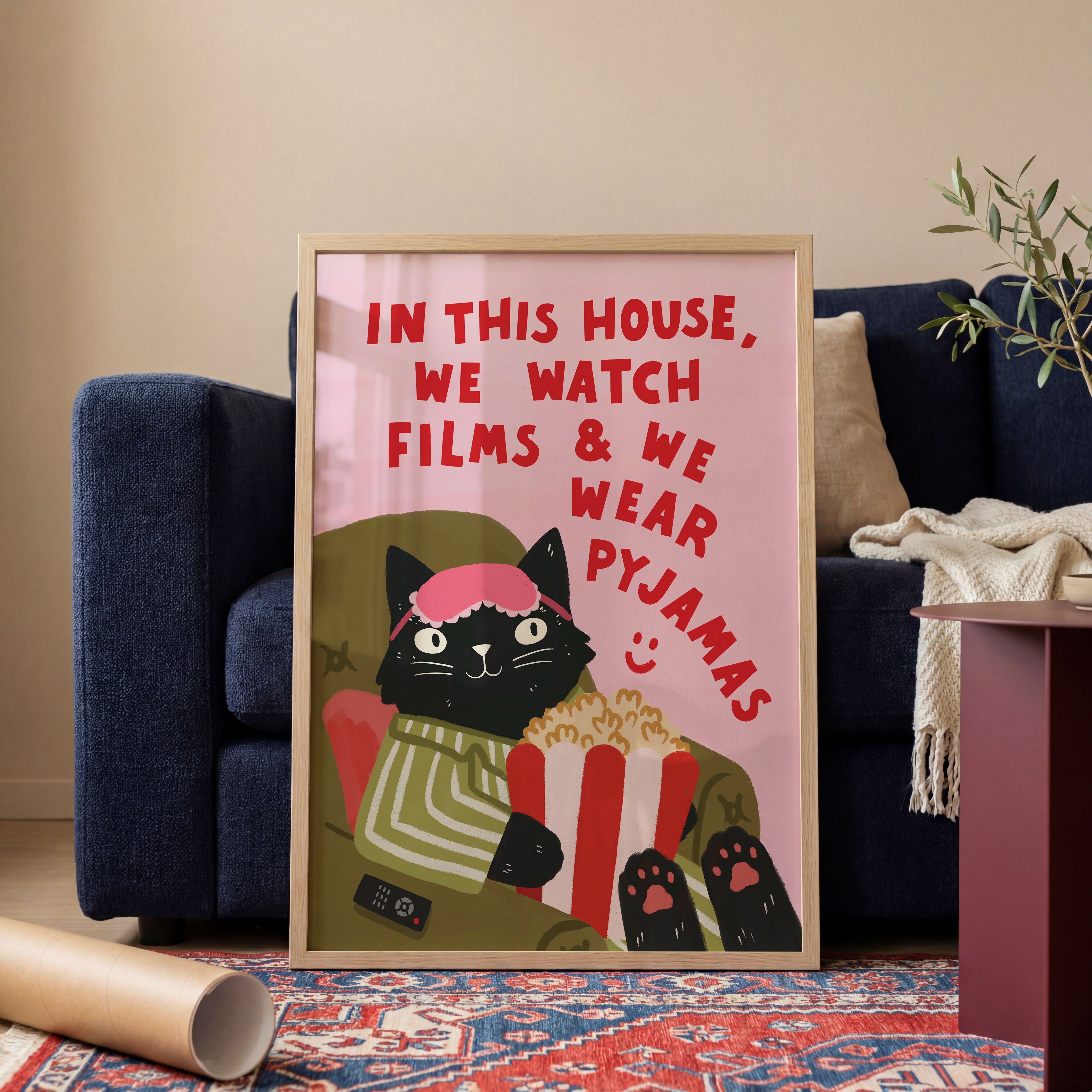 Films and Pyjamas Cat Print