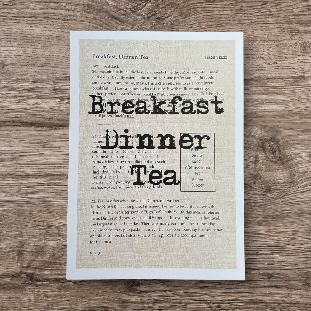 A4 Un Framed Print Breakfast Dinner Tea Dictionary