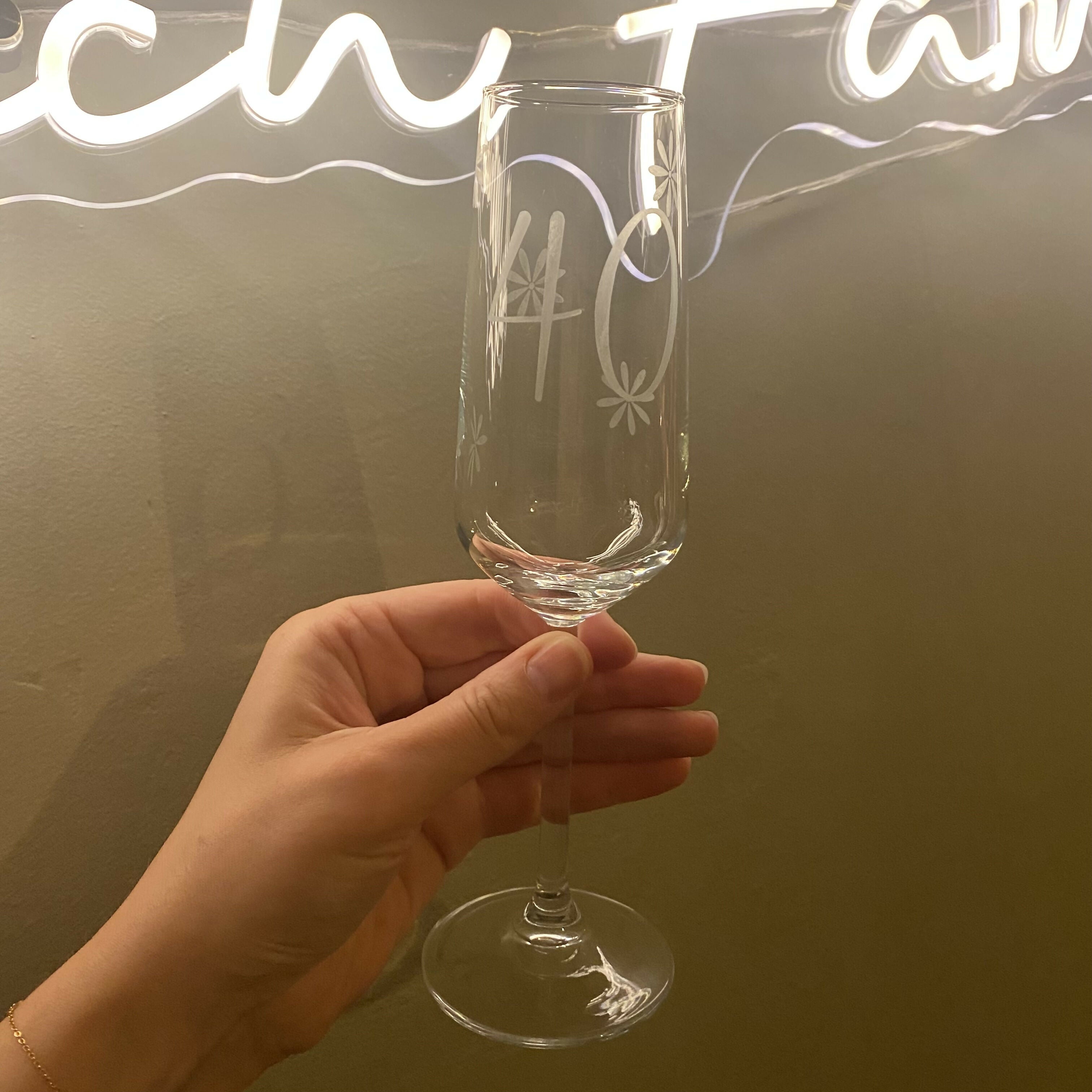 Etched Champagne Glass - 40