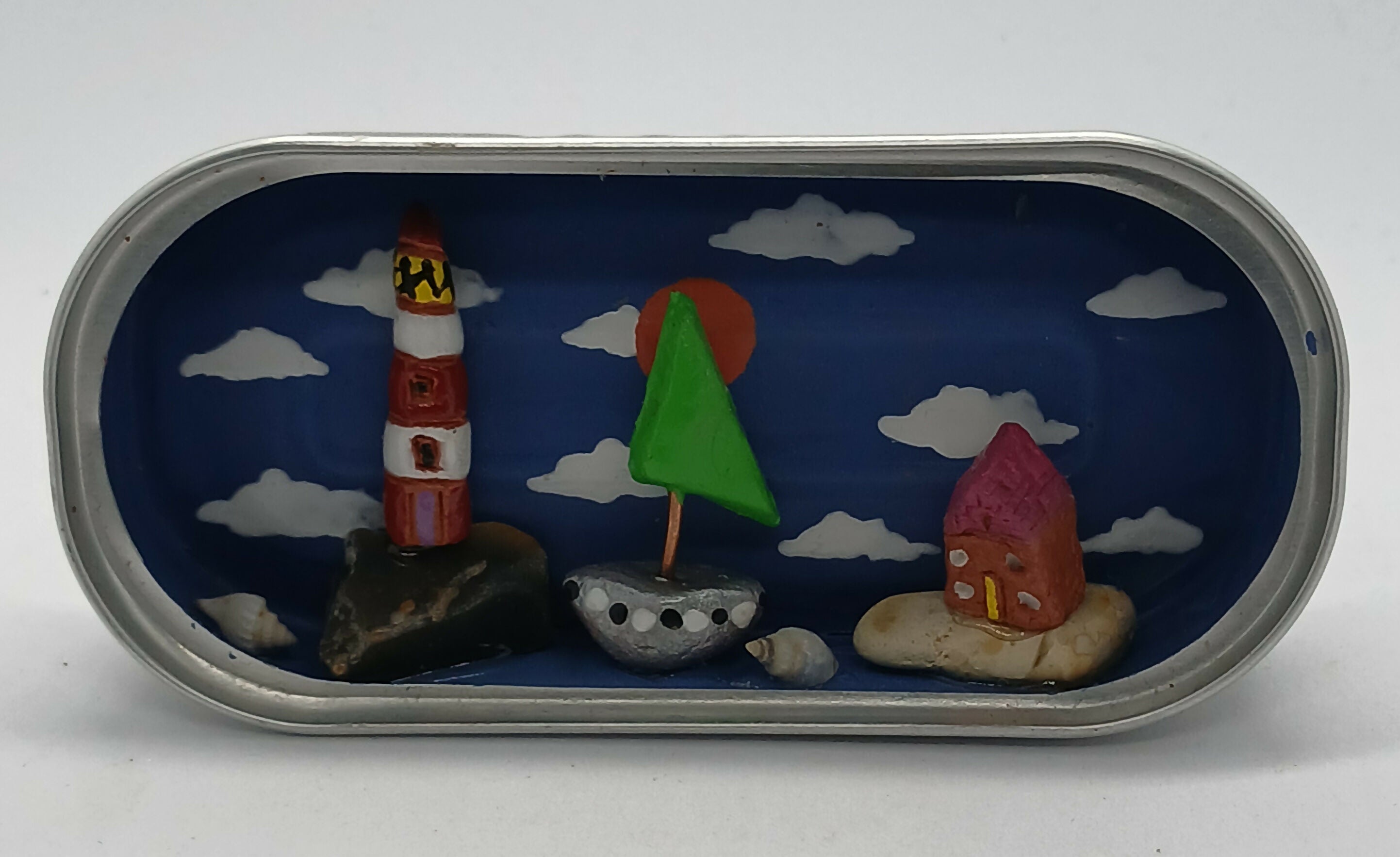 Mini Coastal Scene Diorama Tin