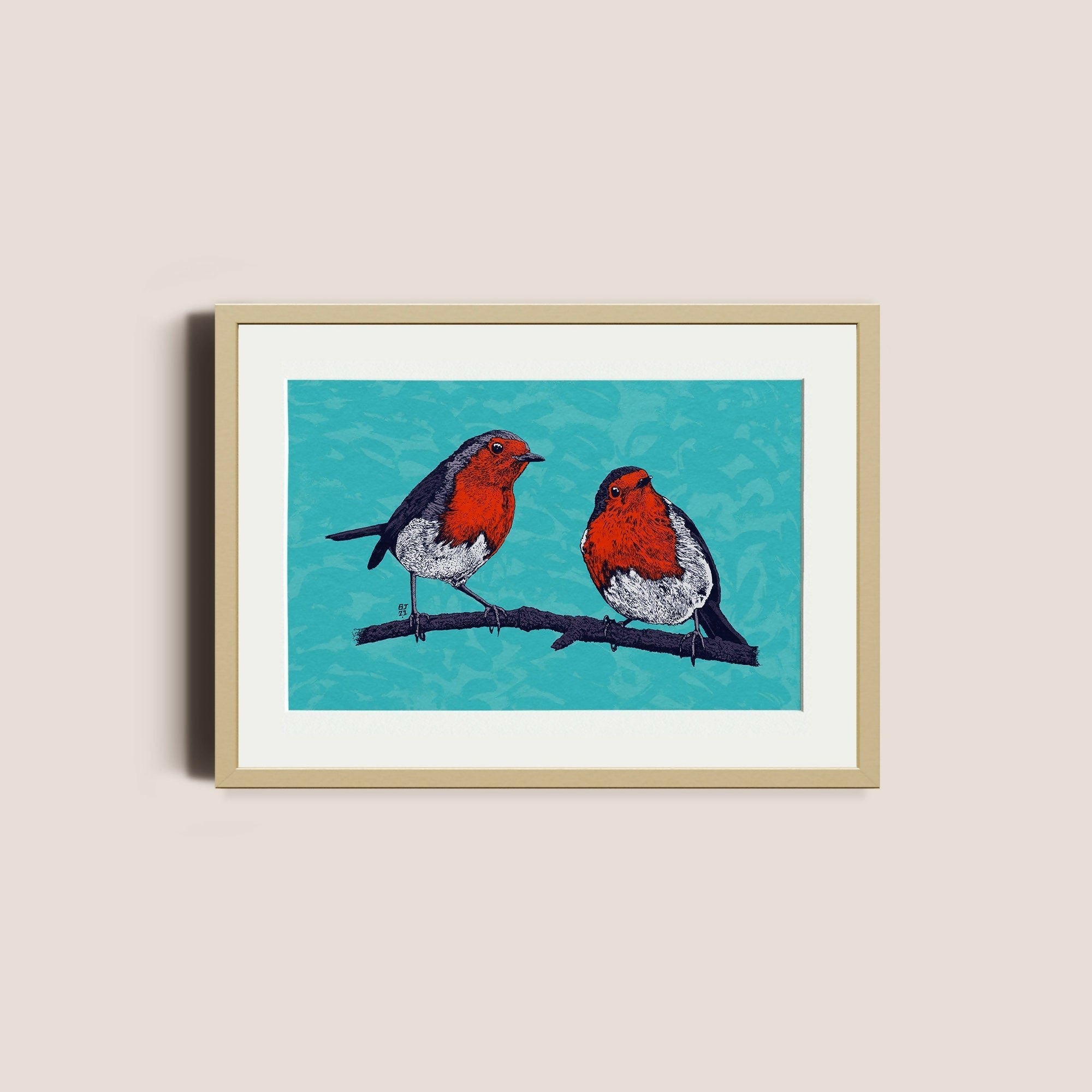 Robins Art Print – British Birds Wall Art