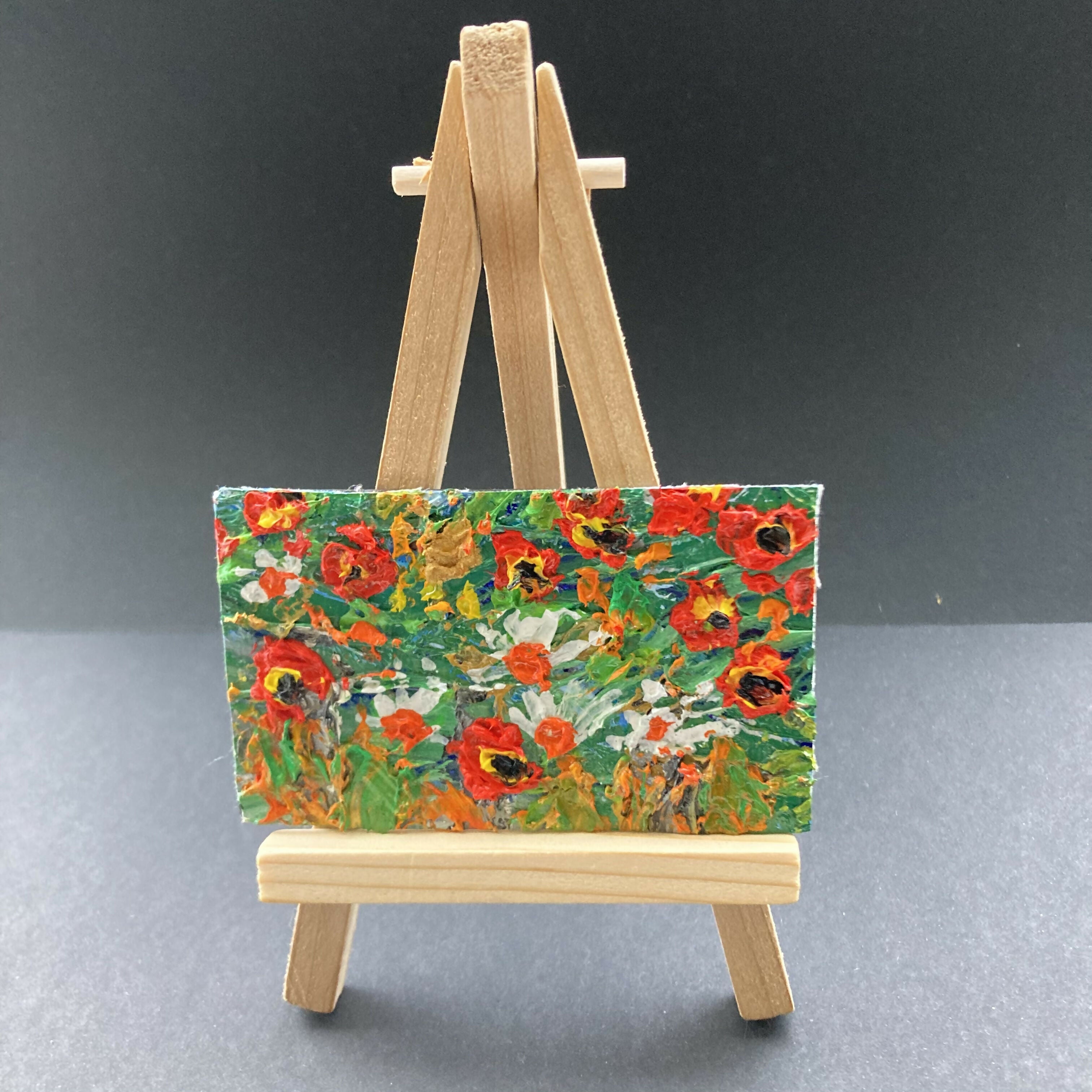 Poppies And Daisies Mini Oil Painting Fridge Magnet