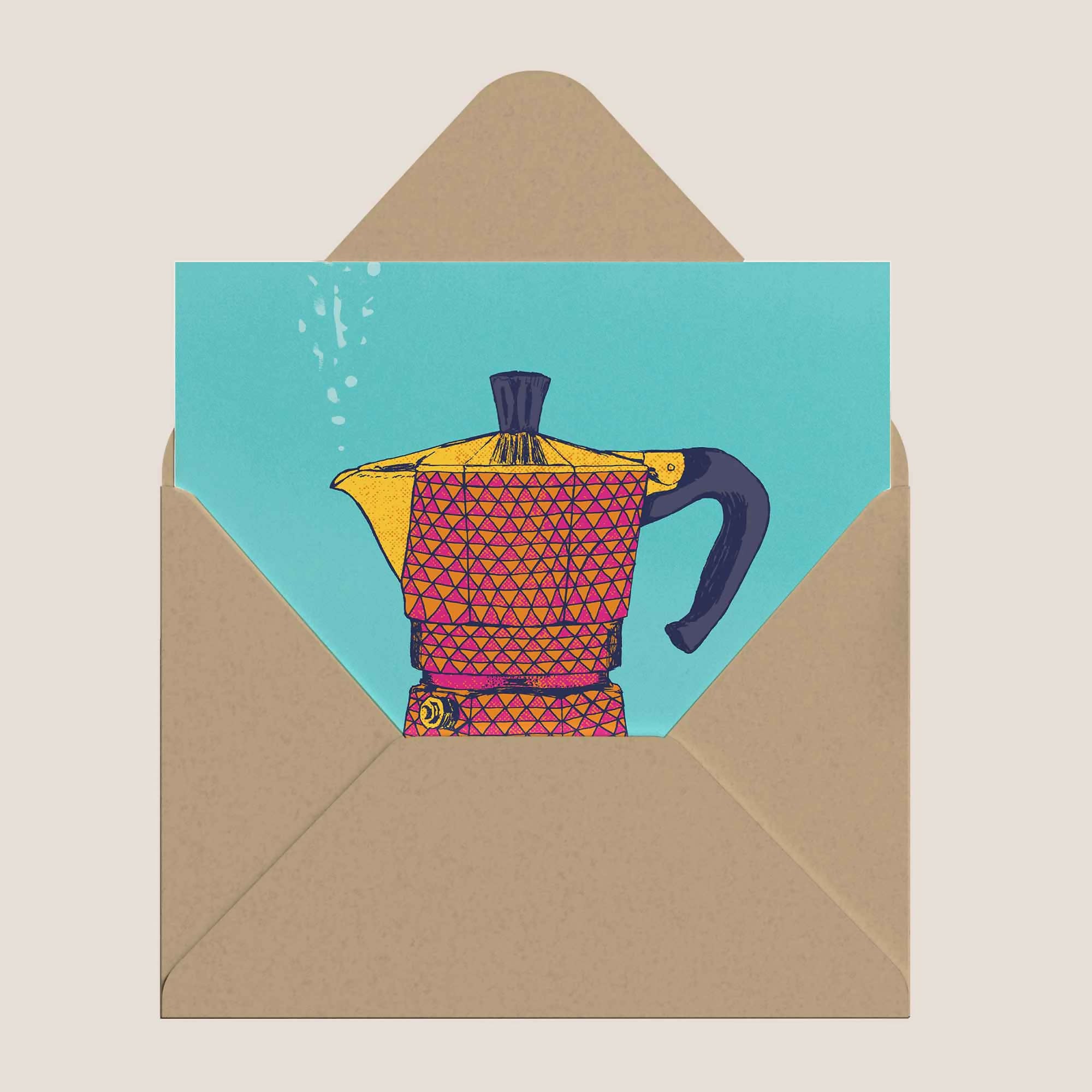 Colourful Moka Pot - Greeting Card