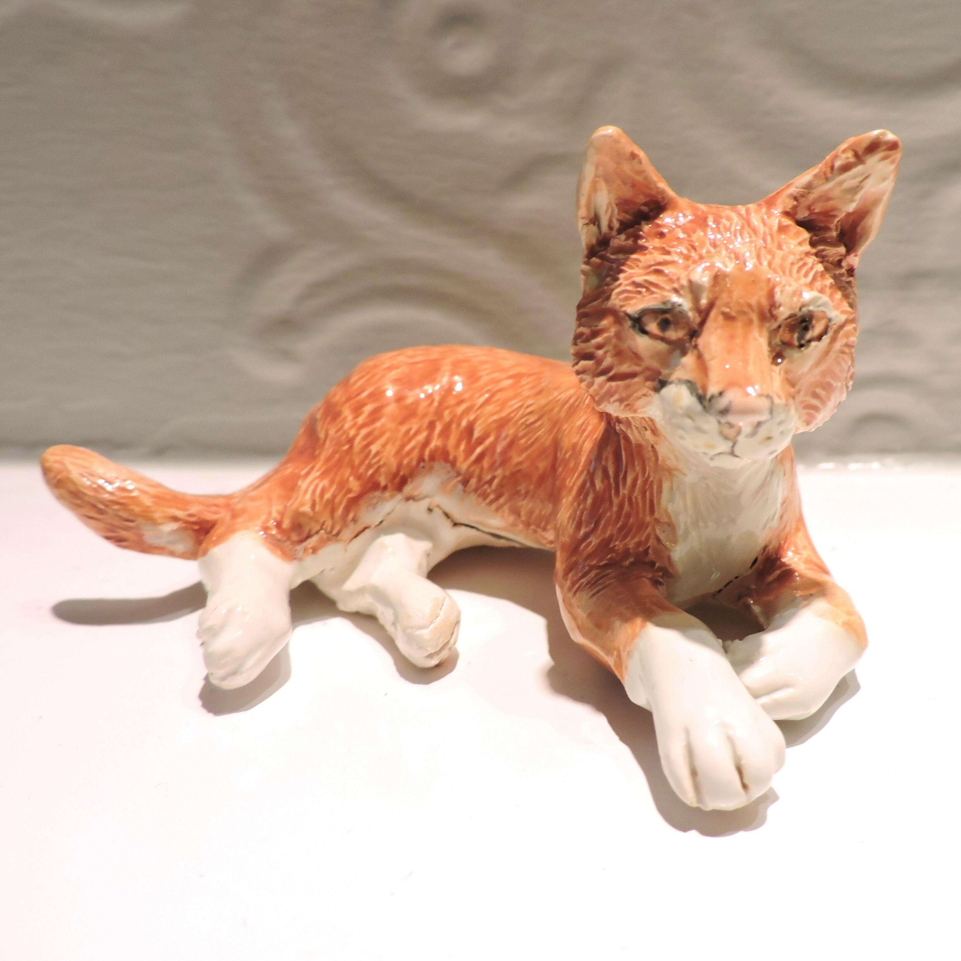 Ceramic Ginger cat sculpture