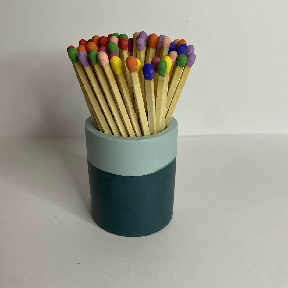 Jesmonite Match Holder Pot With Colourful Matches
