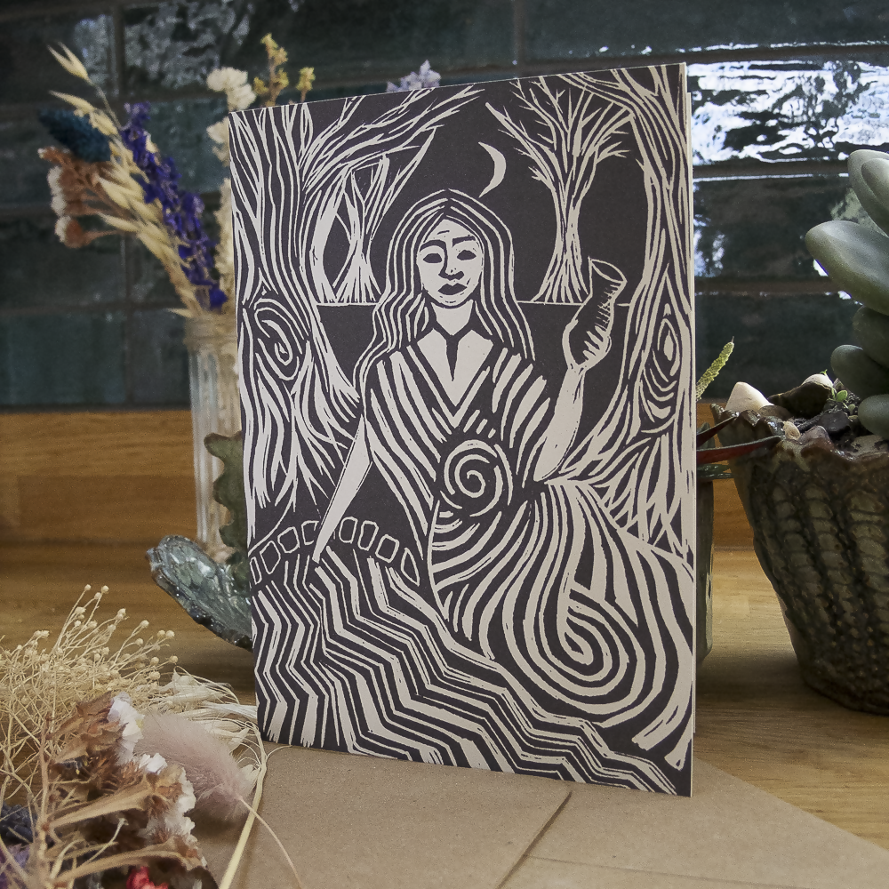 GODDESS COVENTINA LINOCUT GREETING CARD