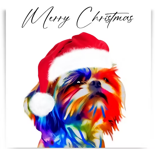 SHIH TZU DOG CHRISTMAS GREETINGS CARD