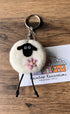 Felted Sheep with Flower Keyring