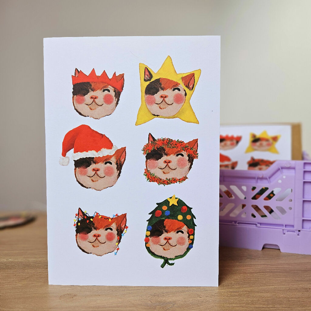 Christmas Hat Cats Christmas Card