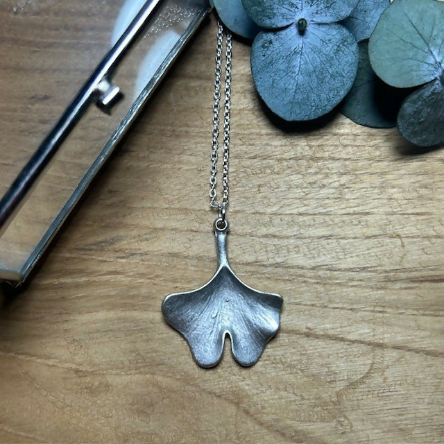 Silver Plated Ginkgo Leaf Necklace