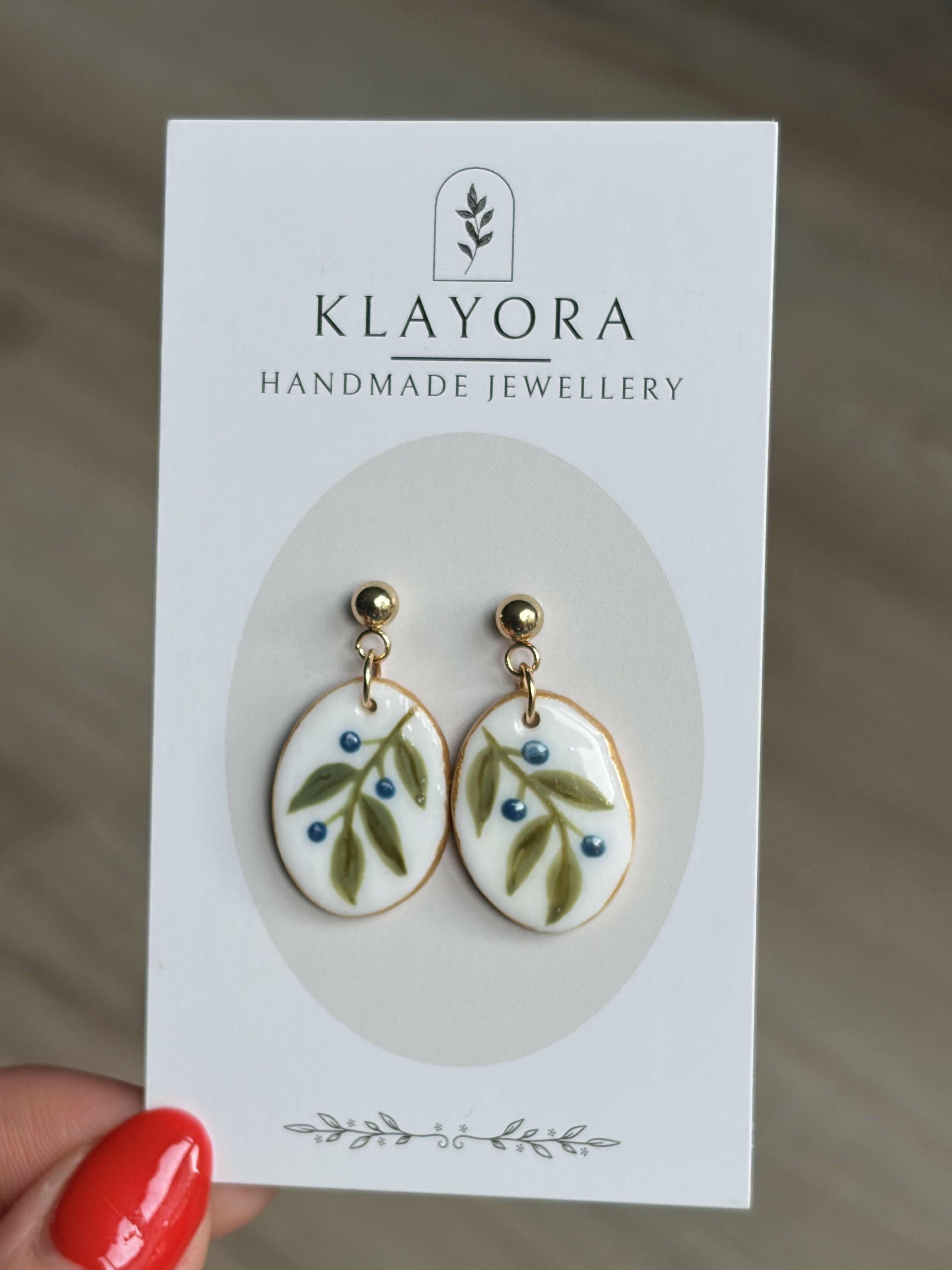 Blueberry Vine Clay Earrings