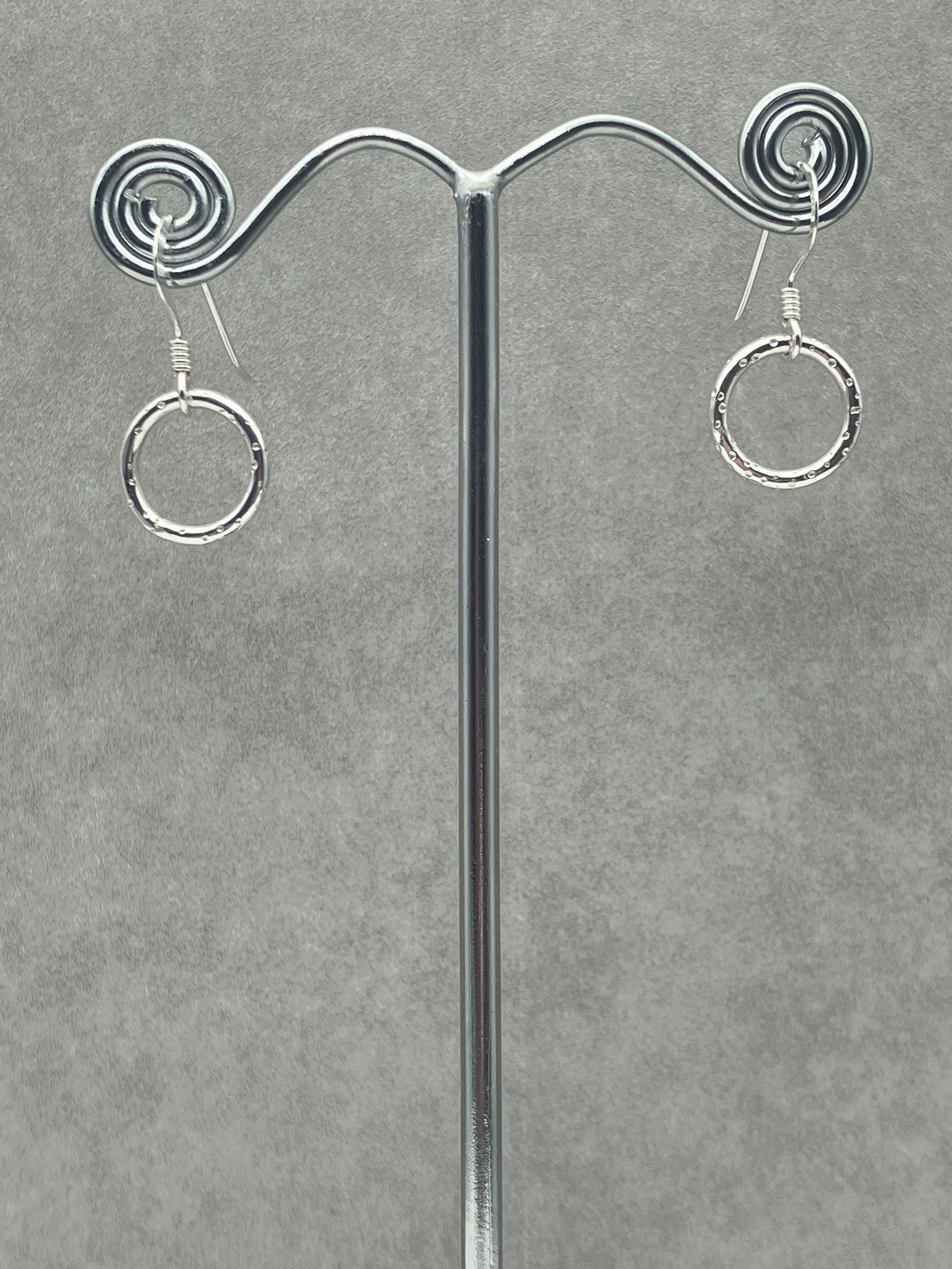 Silver Circle Drop Earrings