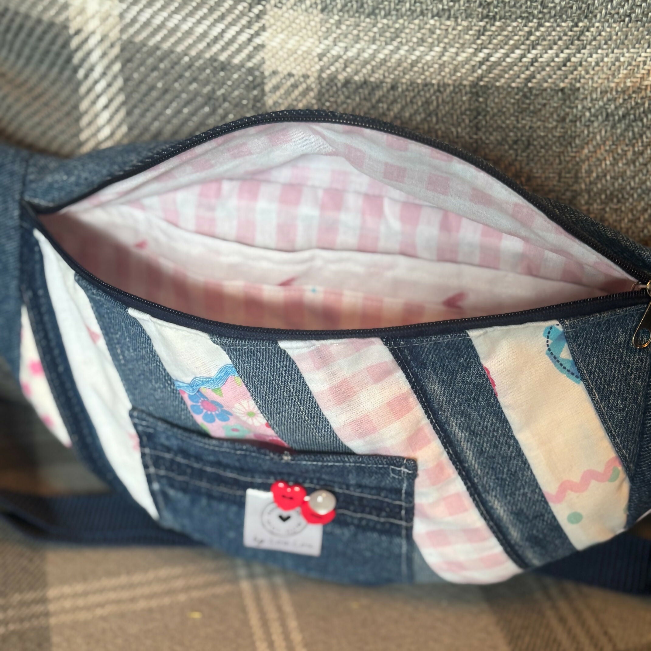 Unique Crossbody Bag Handbag Made From Upcycled Jeans With Adjustable Handle