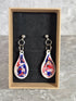 Handcrafted Teardrop Shaped Red, White And Blue Earrings