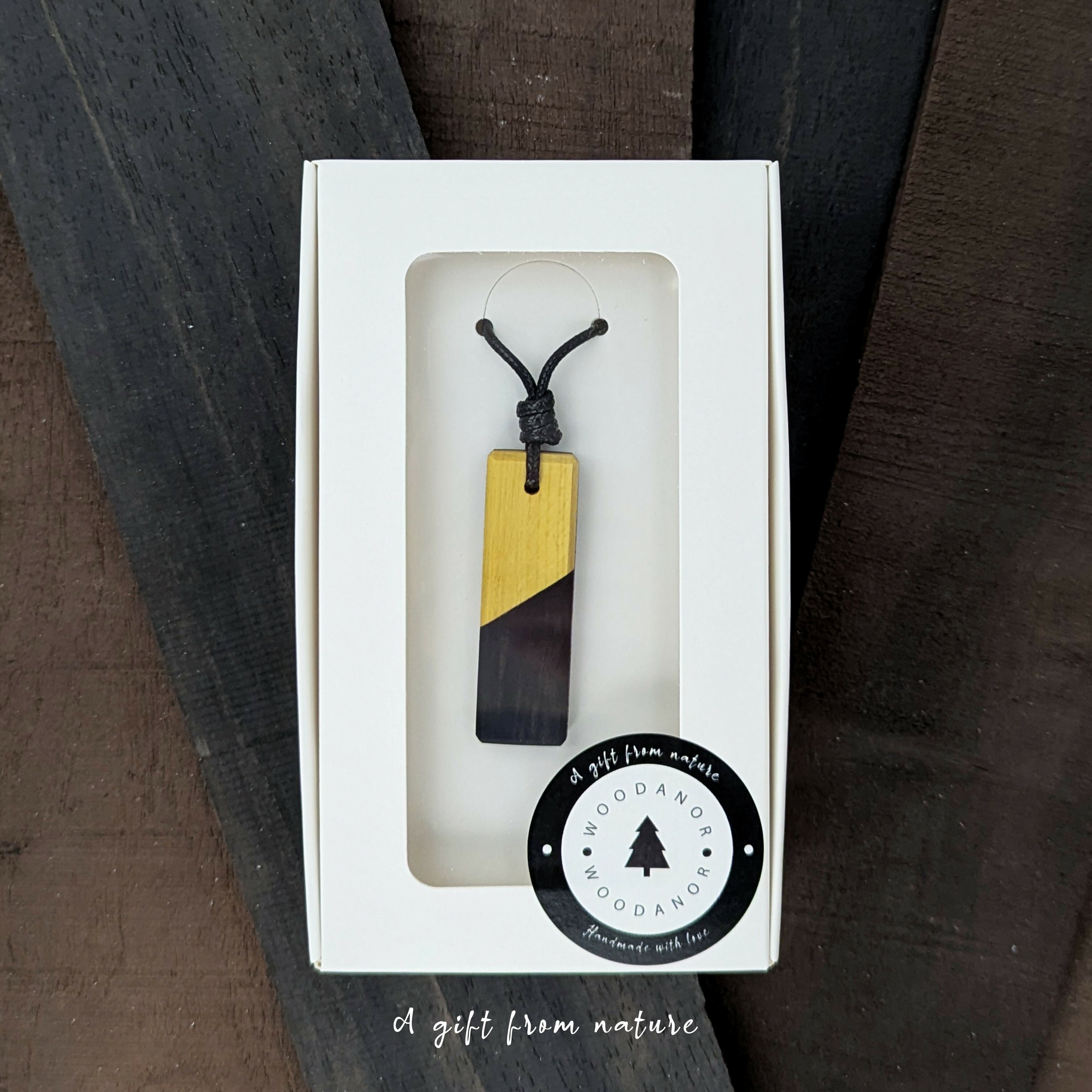 Two-Tone Wood Pendant Necklace