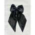 Black Satin Hair Bow with Barrette Clip