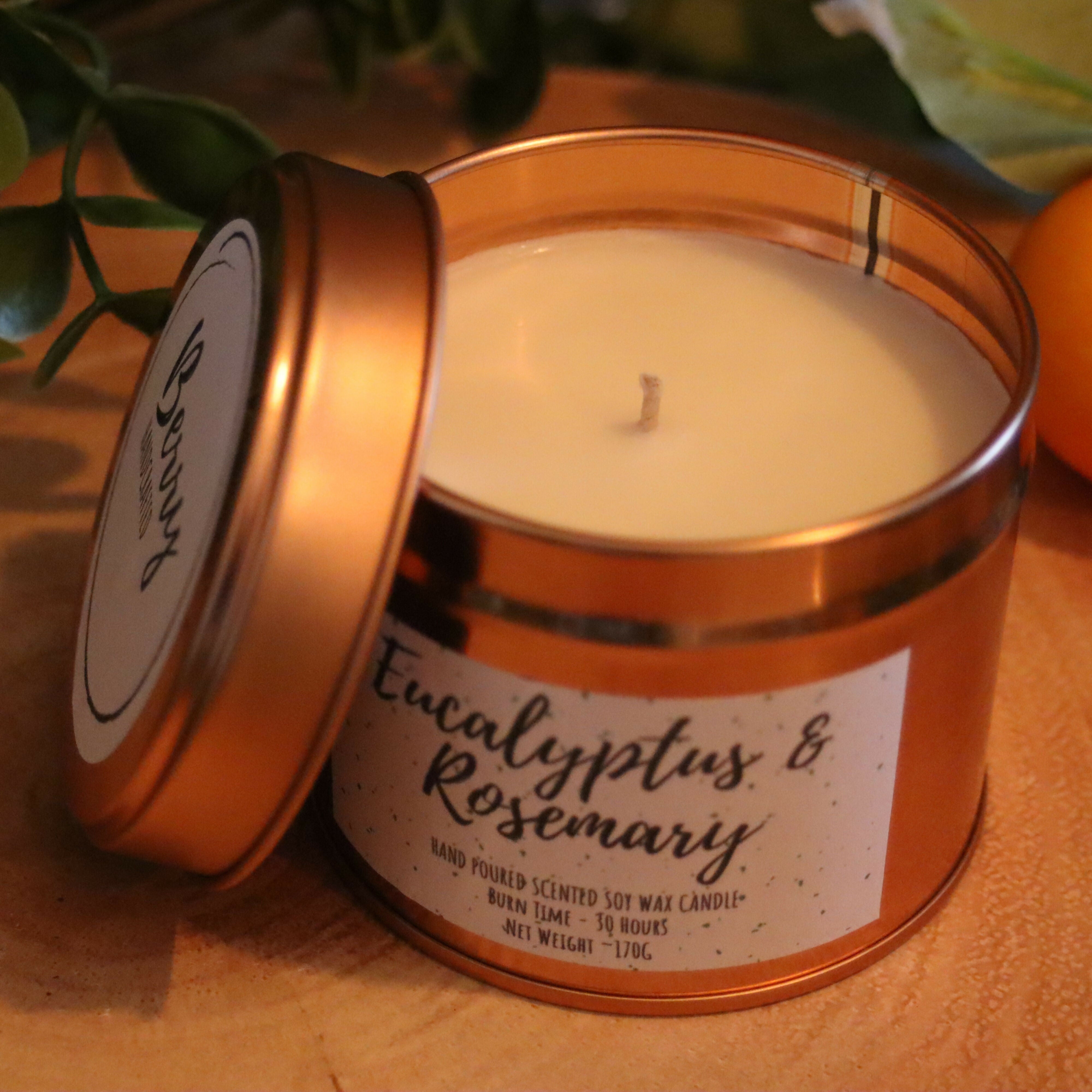 Hand Poured Soy Wax Candle - Eucalyptus & Rosemary