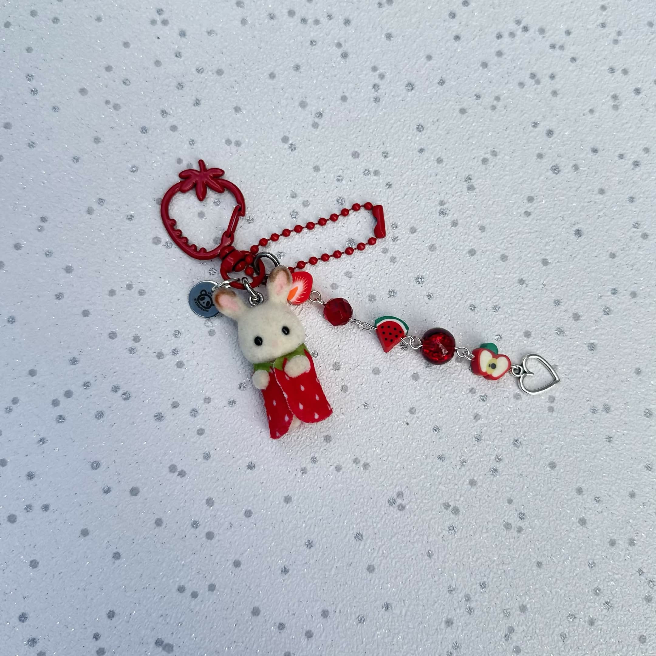 Strawberry Bunny Baby Trinket Keychain