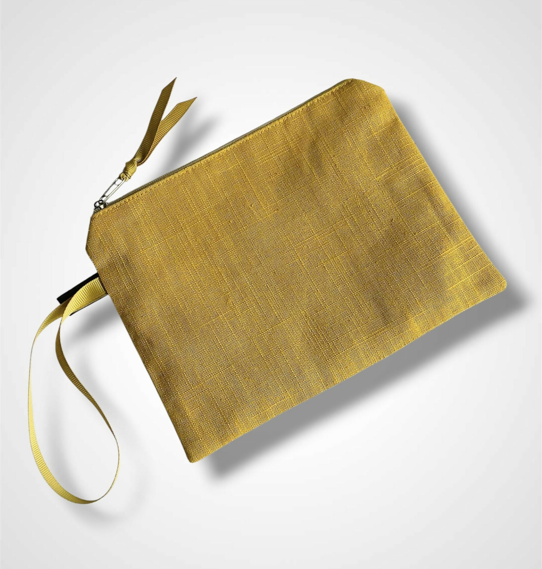 Yellow Lotus Flower Linen Women’s Zip-Up Pouch