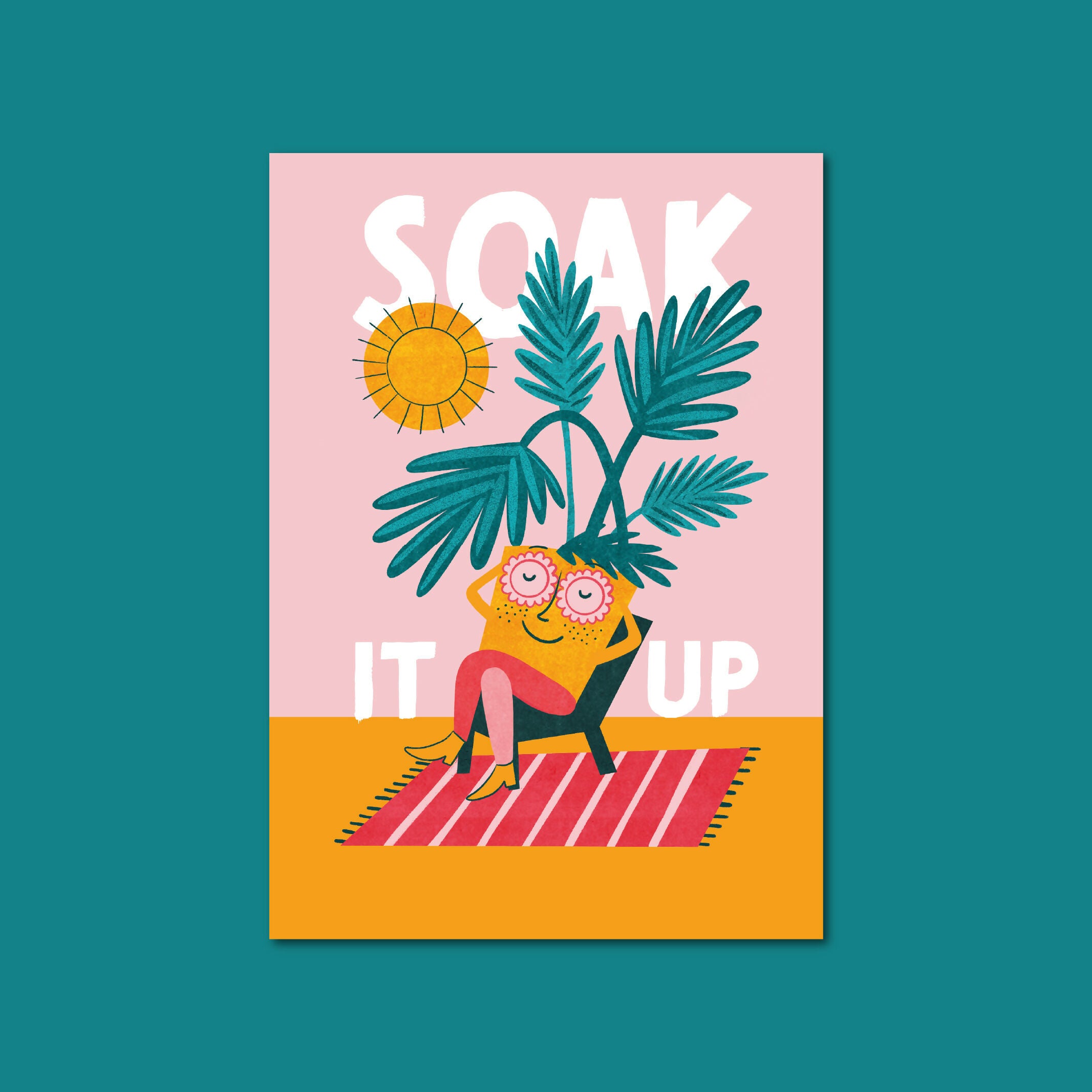 Funny Illustrated Indoor Plant Print - Soak it up