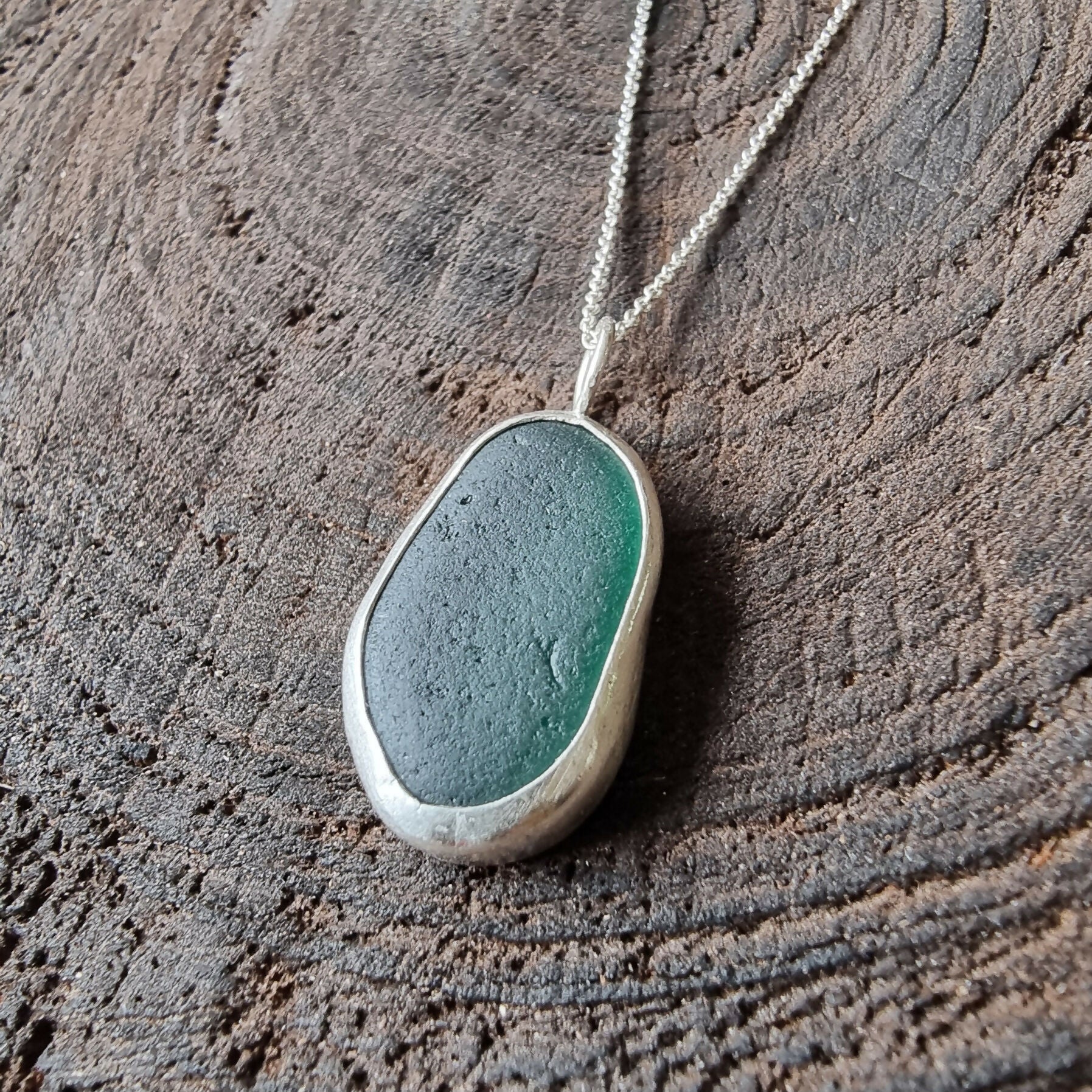 Sea Glass and Silver Pendant