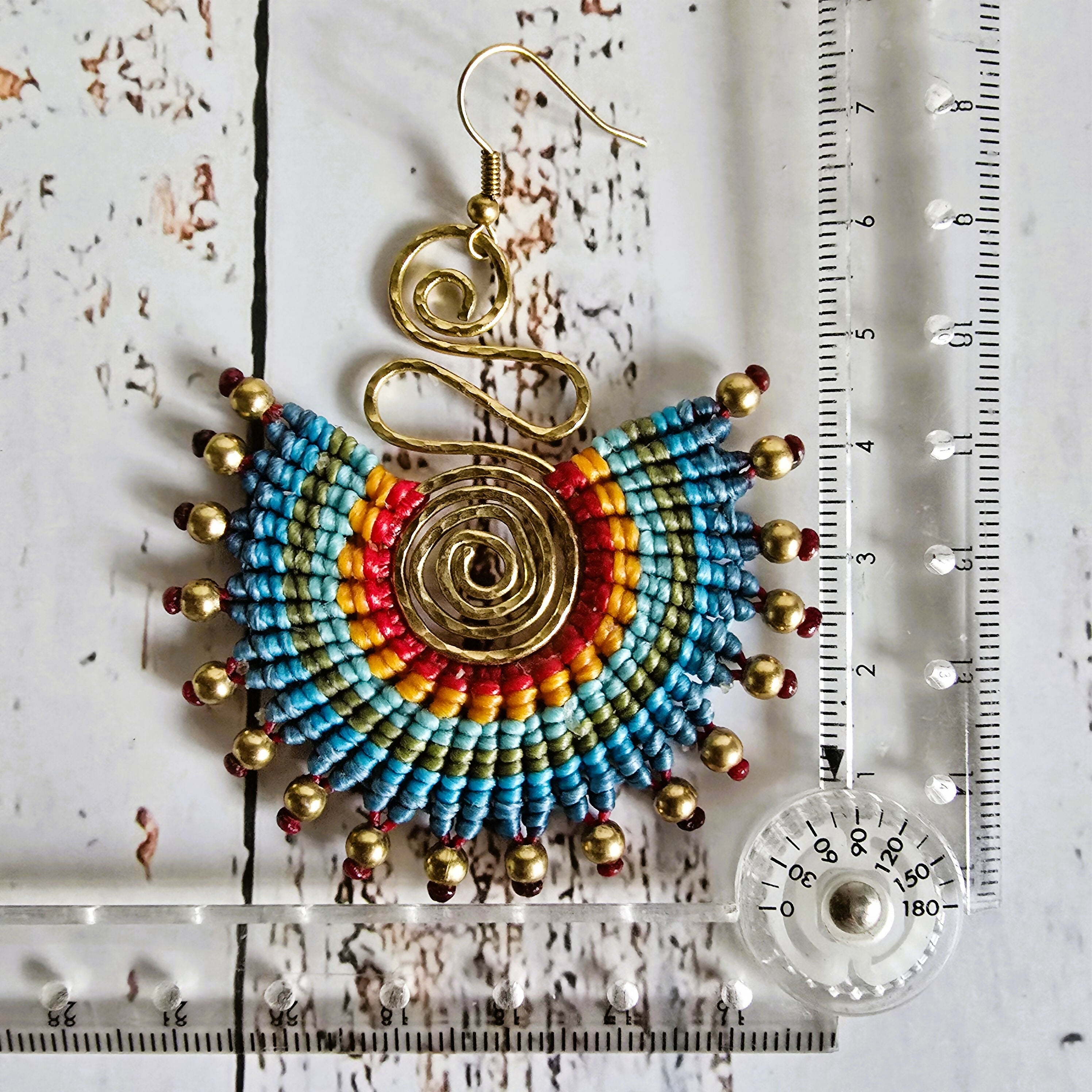 Tropical Blue Macrame Earrings; Boho Colourful Dopamine Colourful Statement Earrings