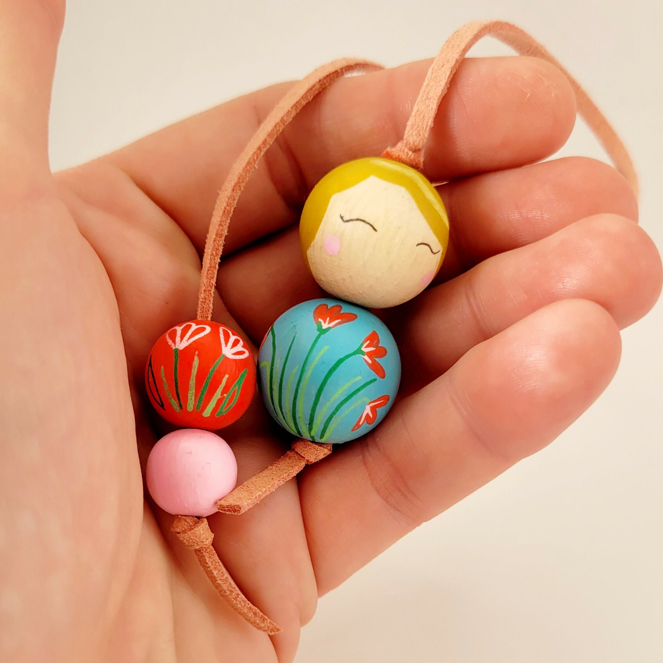 Handpainted Wooden Bead Bookmark