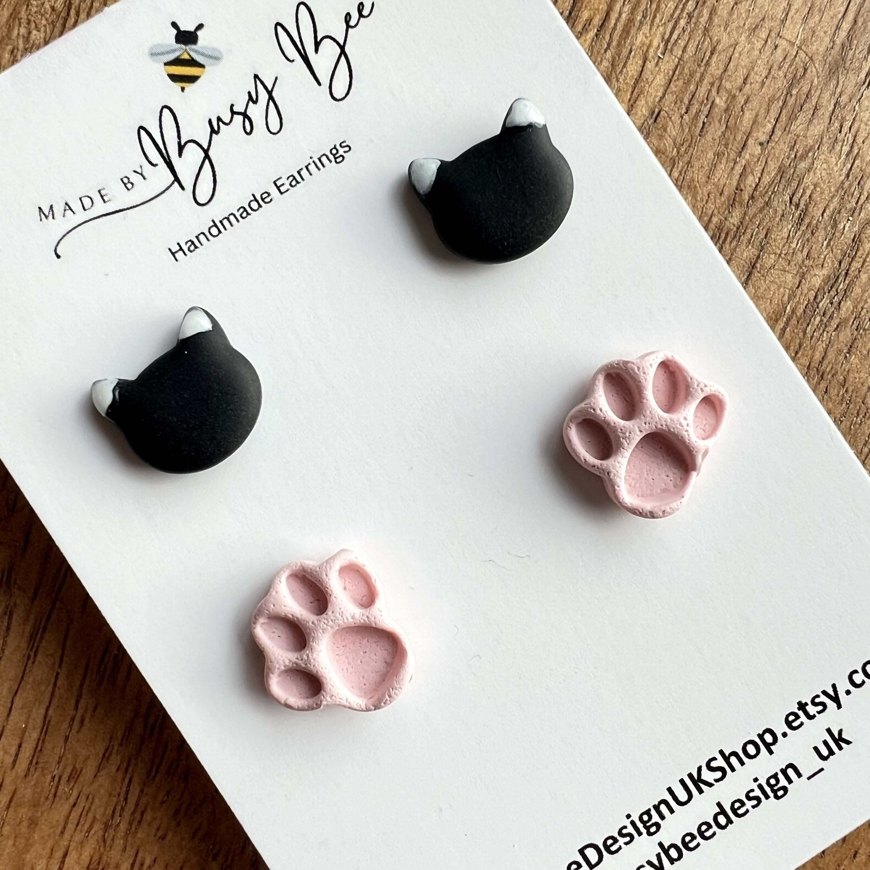 Handmade Autumn Stud Earrings / Set of 2 pairs of Studs / Handmade Polymer Clay Jewellery