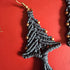 Christmas Tree Macrame Earrings; Forest Green Knotted Cord Lightweight Boho Festive Earrings