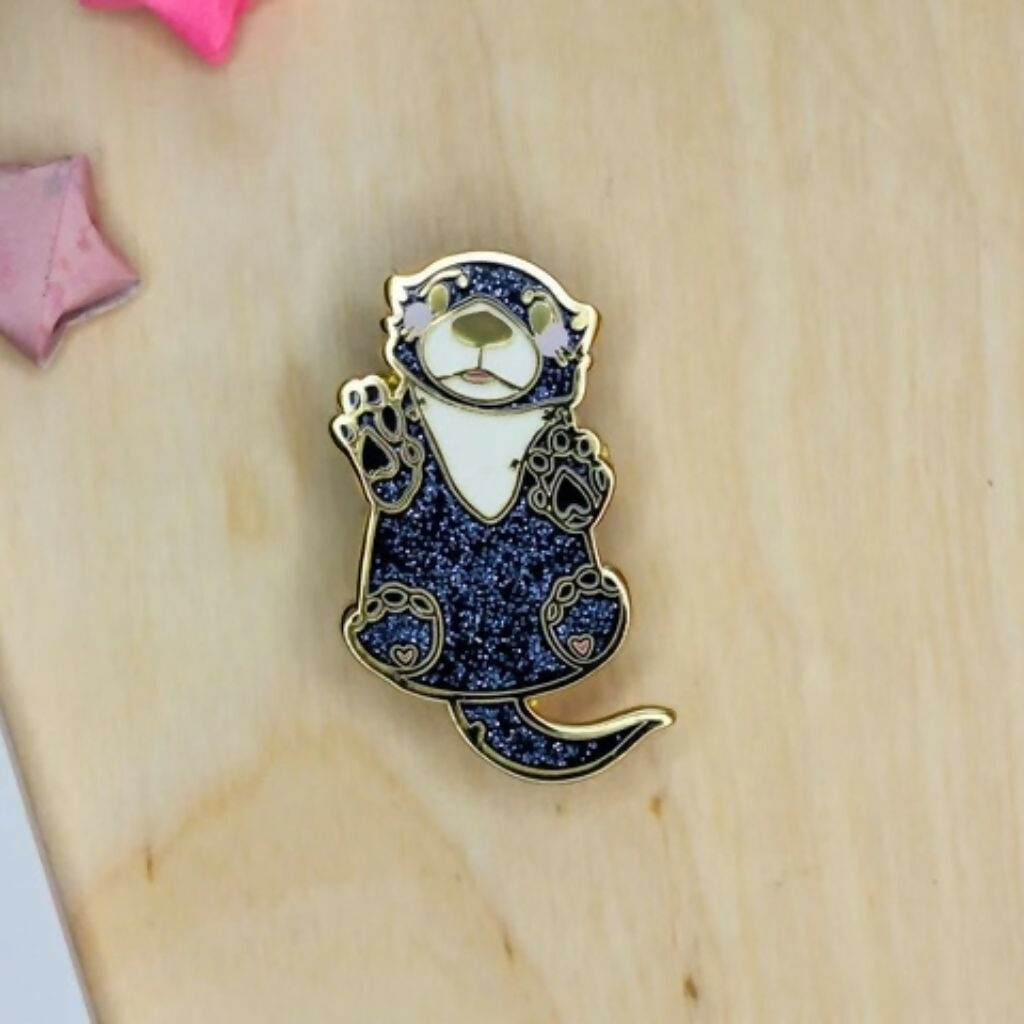 Glitter Otter Enamel Pin