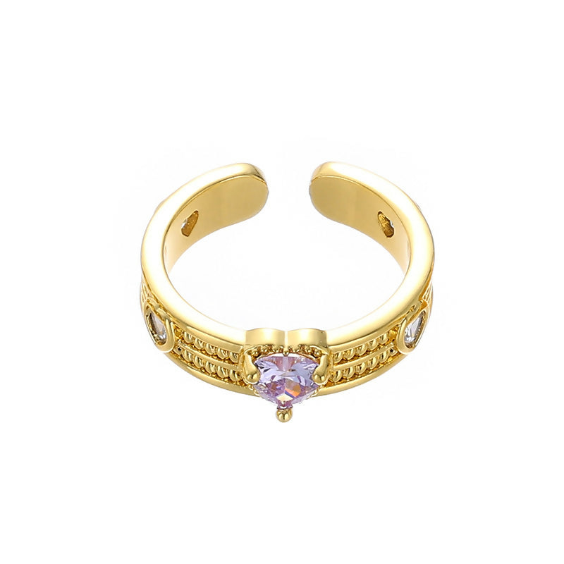 Regal Glow: Gold and Amethyst Adjustable Ring