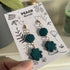 Recycled Polymer Clay Earrings - Green Flower Geometric