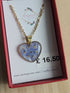 Stainless Steel Real Forget Me Not flowers Heart Necklace