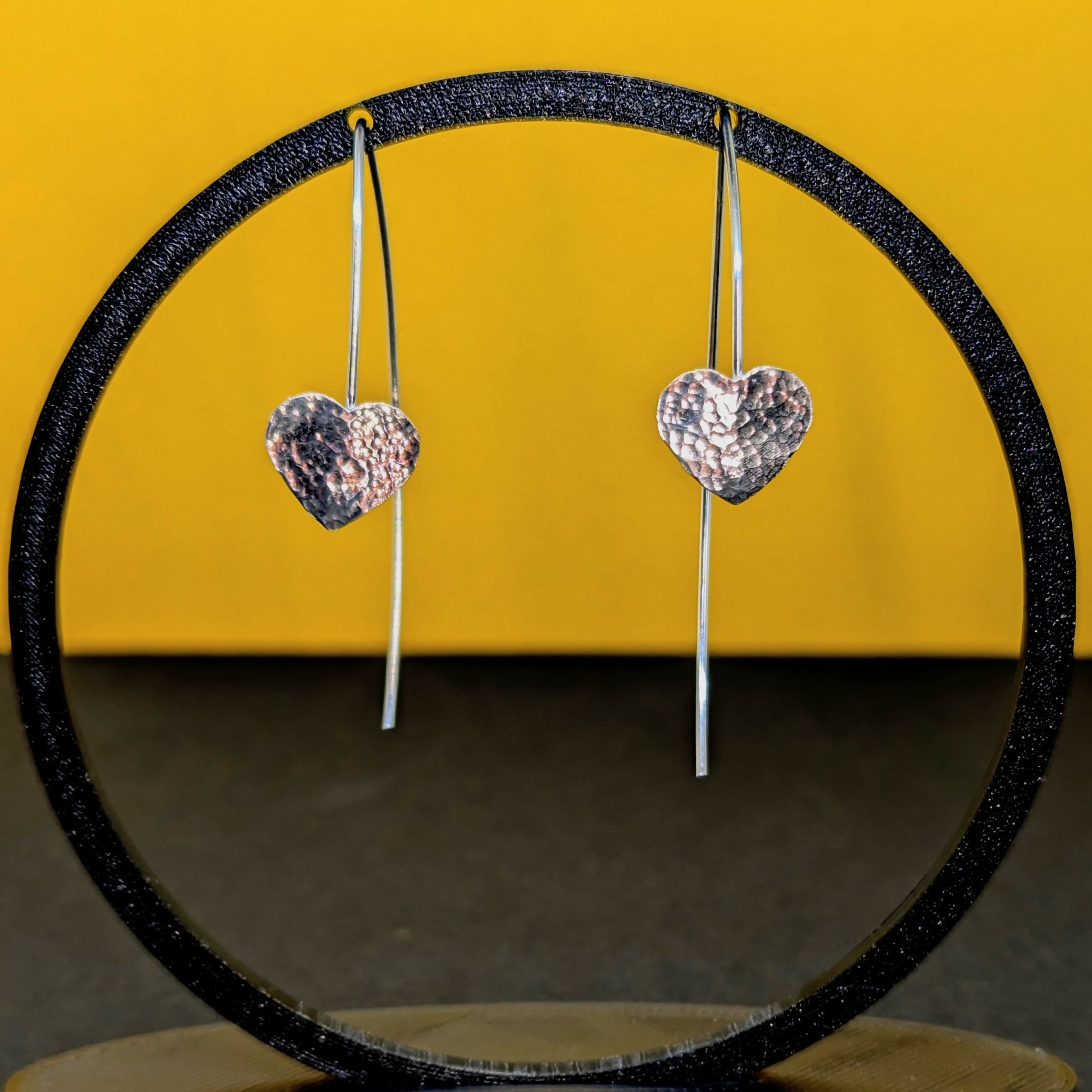 ‘Queen’ Sterling Silver, textured, Heart Threader Earring